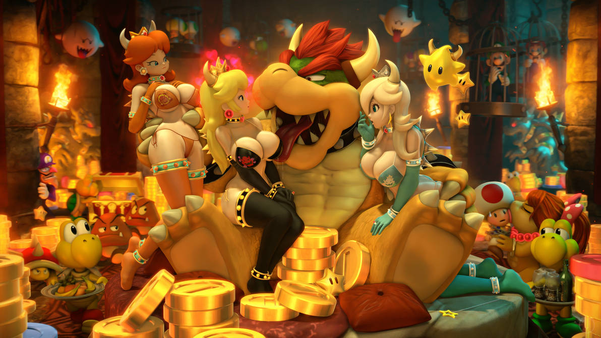 3d 4girls anthro background_character banskinator big_breasts bikini blonde_hair blue_eyes boo_(mario) bowser bowser_bikini bowser_logo breasts brown_hair chest choker cleavage coins cuckold elbow_gloves female furry gems gloves goomba harem horns kiss_mark koopa koopa_troopa large_breasts licking_breast lipstick lipstick_mark lipstick_on_muzzle long_tongue luigi luma male mario mario_(series) money multiple_boys multiple_girls netorare nintendo princess_daisy princess_peach princess_rosalina property protagonistsub_antagonistdom red_hair smile spiny super_mario_bros. swimsuit thighhighs toad_(mario) tongue treasure treasure_chest urbanator waluigi wendy_o._koopa yoshi