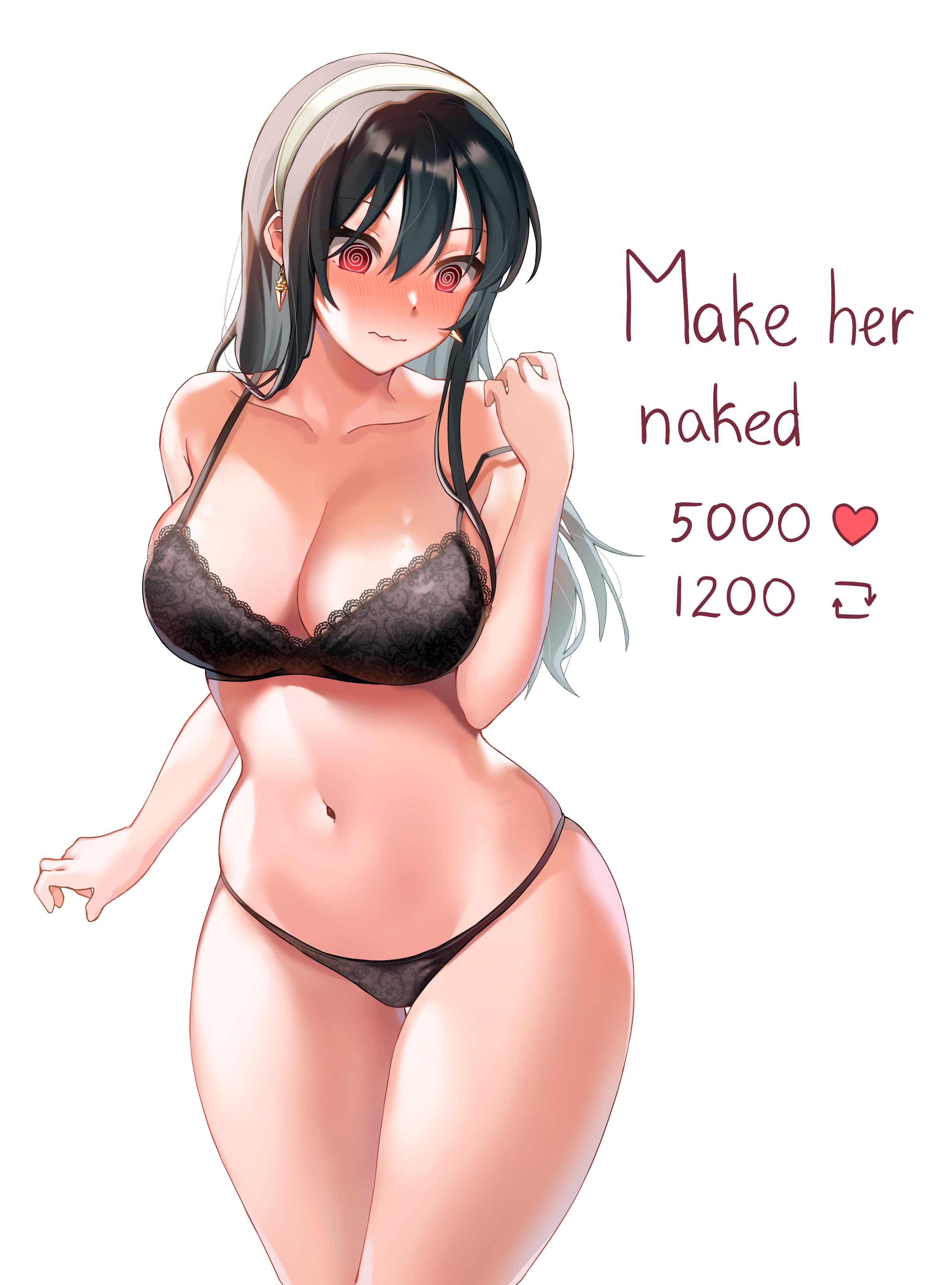 1girls, blush, breasts, embarrassed, female, female only, human, machulanko, solo, spy x family, underwear, yor briar, yor forger