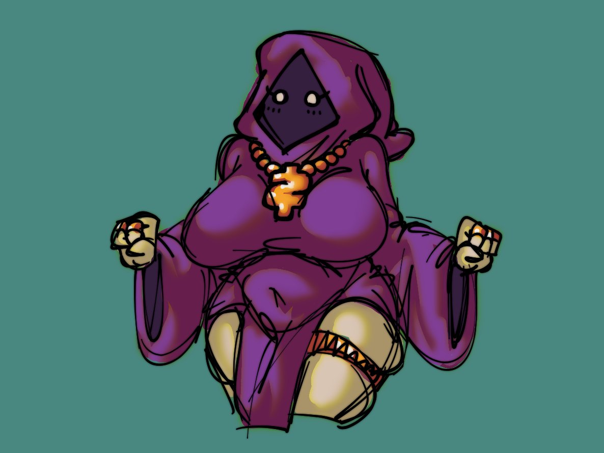 ass, big ass, big breasts, big butt, big thighs, breasts, cloak, female, female only, jewelry, shadow wizard money gang, sketch, ultradistort, wizard hat