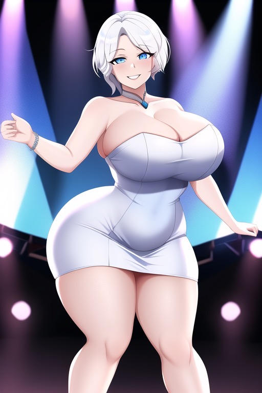 1girls ai_generated big_breasts blue_eyes breasts curvaceous curvy curvy_female curvy_figure dress female female_focus female_only huge_breasts jessica_rabbit_(cosplay) light-skinned_female light_skin looking_at_viewer minidress nai_diffusion rooster_teeth rwby smile smiling smiling_at_viewer stable_diffusion standing teeth teeth_showing thick thick_thighs transformationwitch voluptuous voluptuous_female white_dress white_hair who_framed_roger_rabbit wide_hips willow_schnee