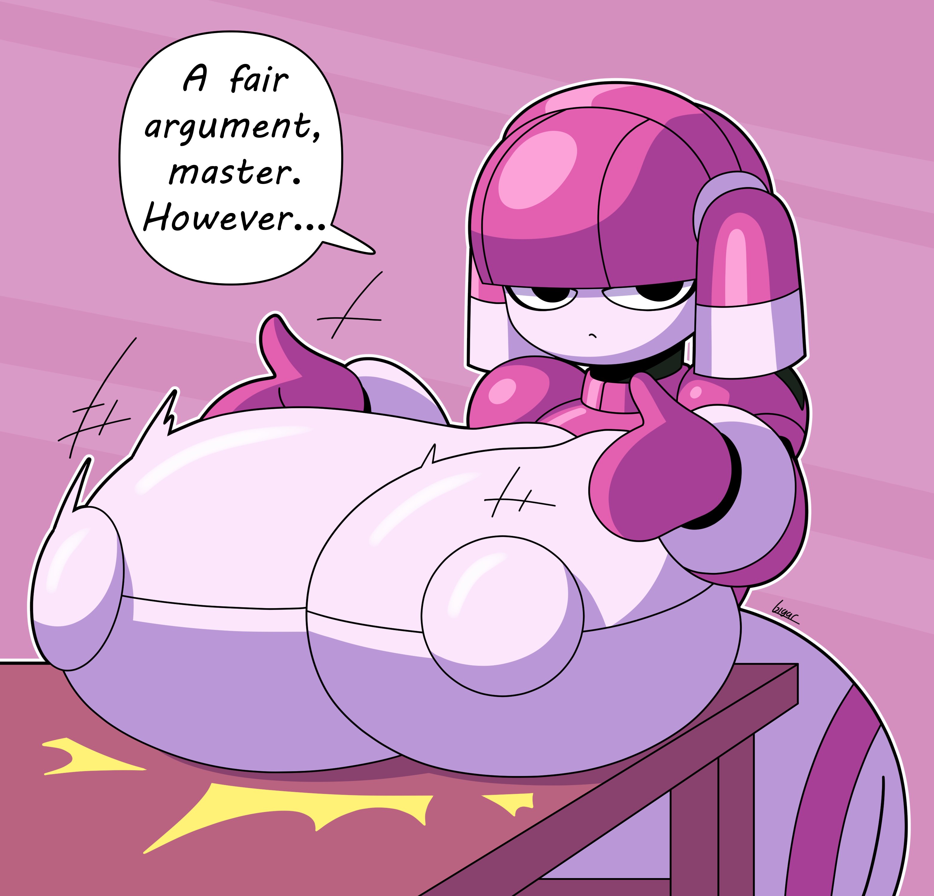 big breasts, breasts, convenient breasts, dorahden, fair argument but..., female, huge breasts, mya (dorahden), robot, robot girl, thick thighs, waist not visible, wide hips