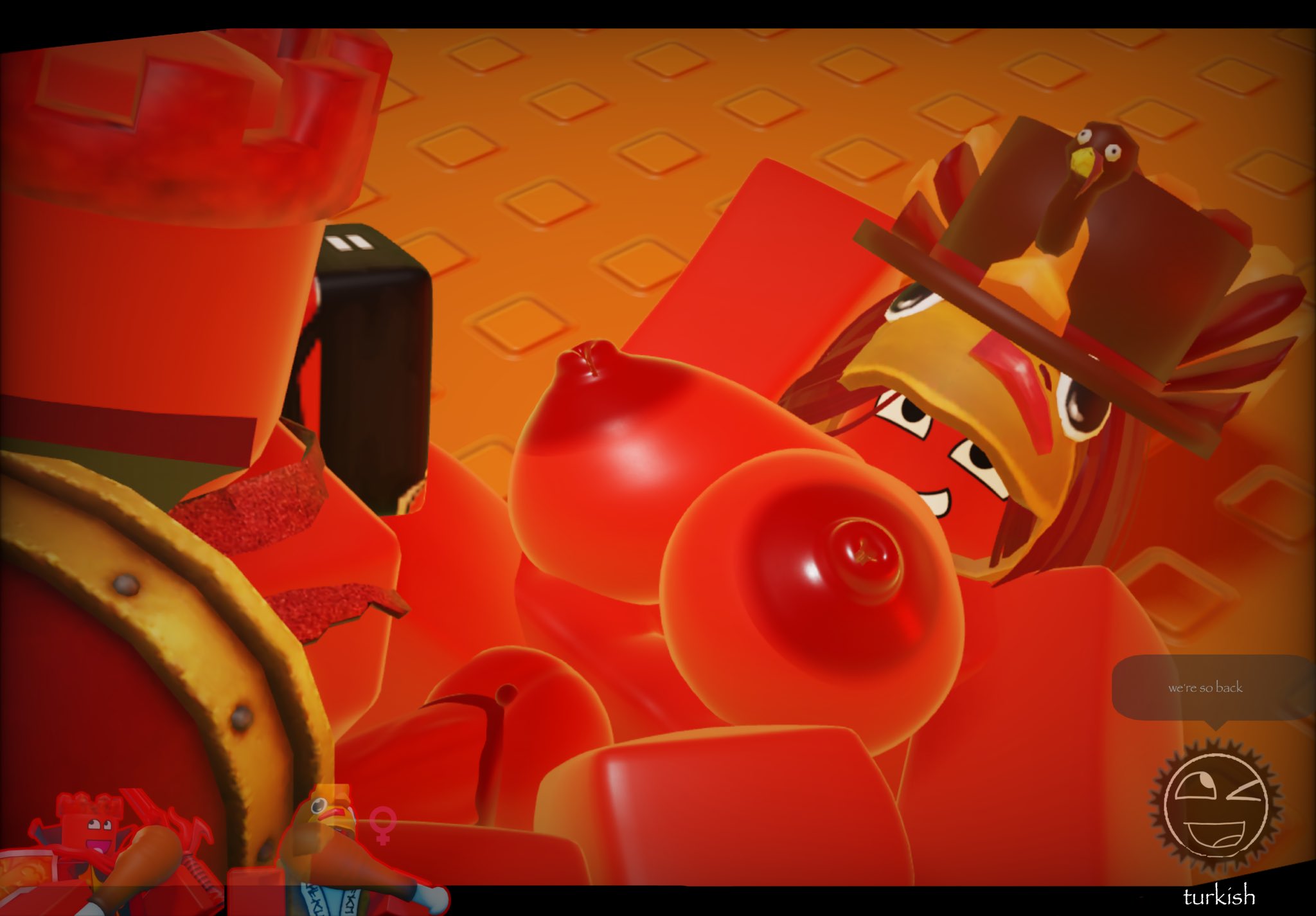 1boy, 1girls, 3d, reference image, roblox, roblox game, robloxian, rule 63, tagme, tbbfanatic, telamon superfan (the battle bricks), the battle bricks, tumore, turking (the battle bricks)