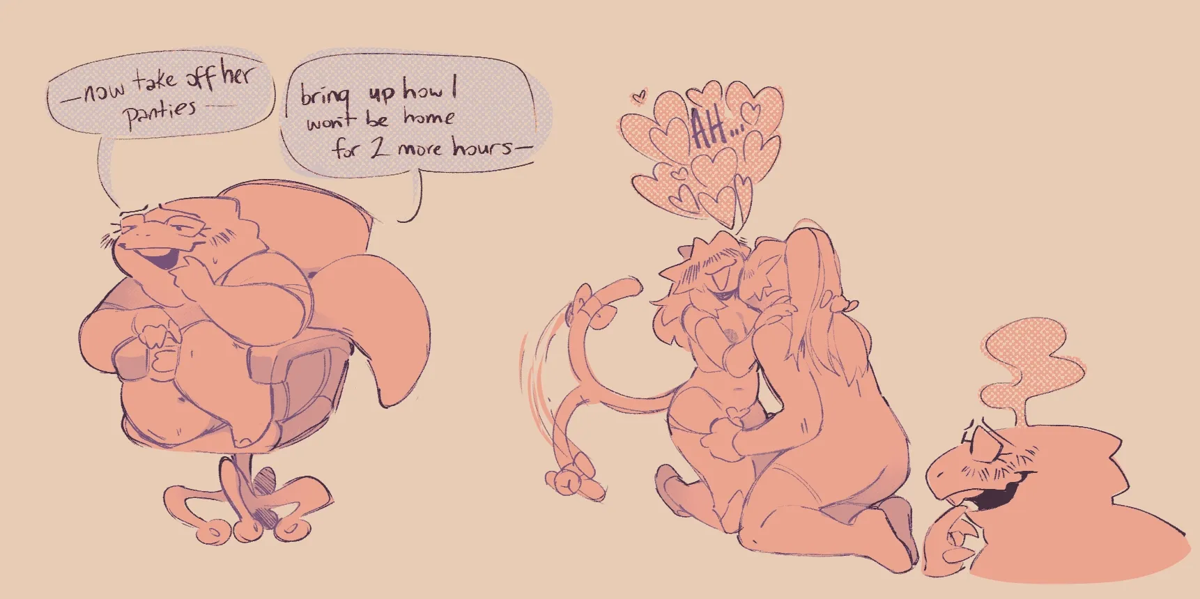 3girls, alphys, blush, blushing, cat ears, cat tail, catgirl, consensual cuckquean, cuck chair, cuckquean, dinosaur girl, dykekorpse, fish, full body, fully nude, kissing, kris korpse, lesbian, mad mew mew, robot catgirl, robot girl, roleplay, tail, tail wagging, threesome, trans woman, transfem, undertale, undertale (series), undyne, watching, watching sex