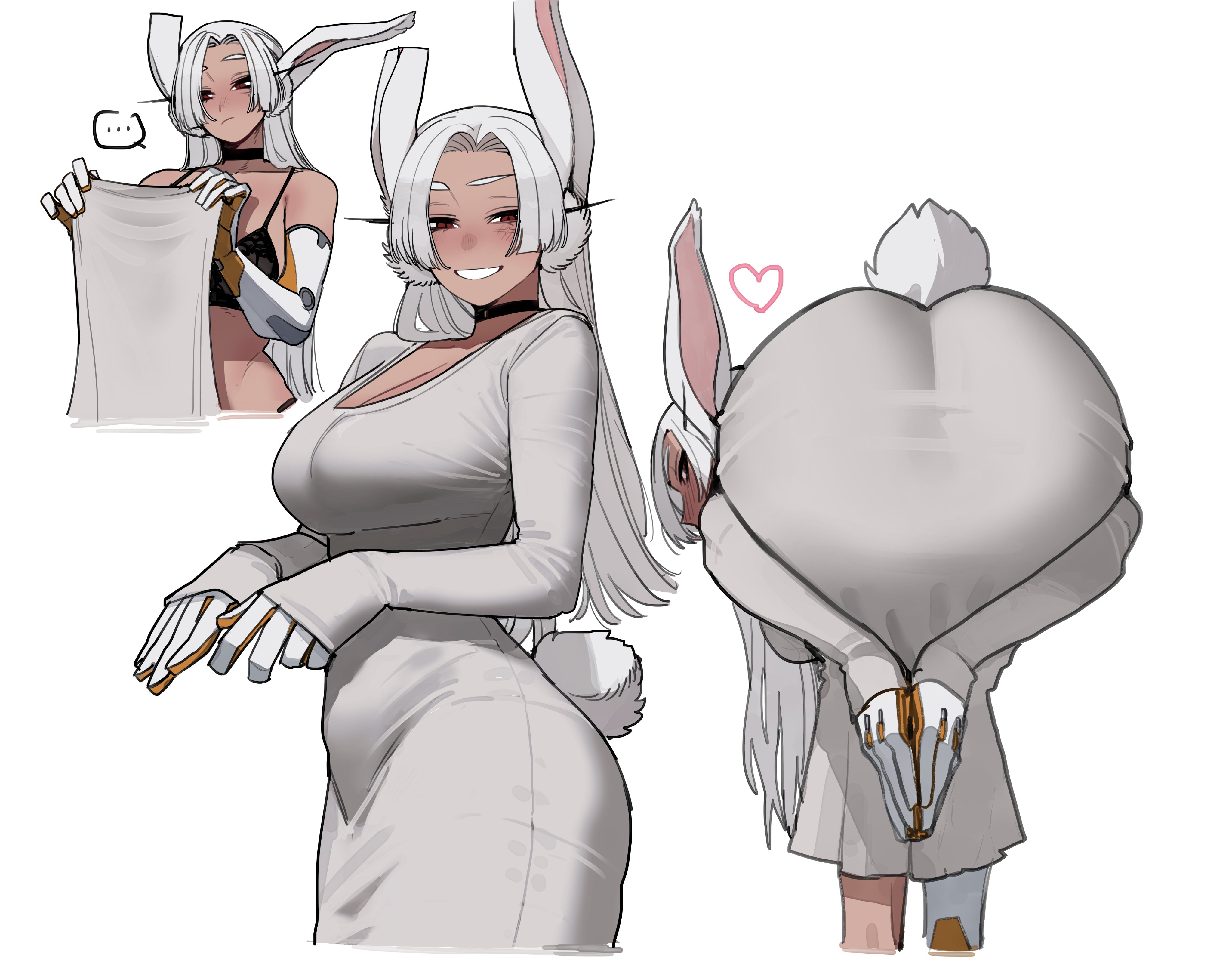 big ass, big butt, boku no hero academia, bubble ass, bubble butt, bunny ears, dark-skinned female, dongtan dress, dress, miruko, my hero academia, praise da booty (meme), ratatatat74, rumi usagiyama, smile