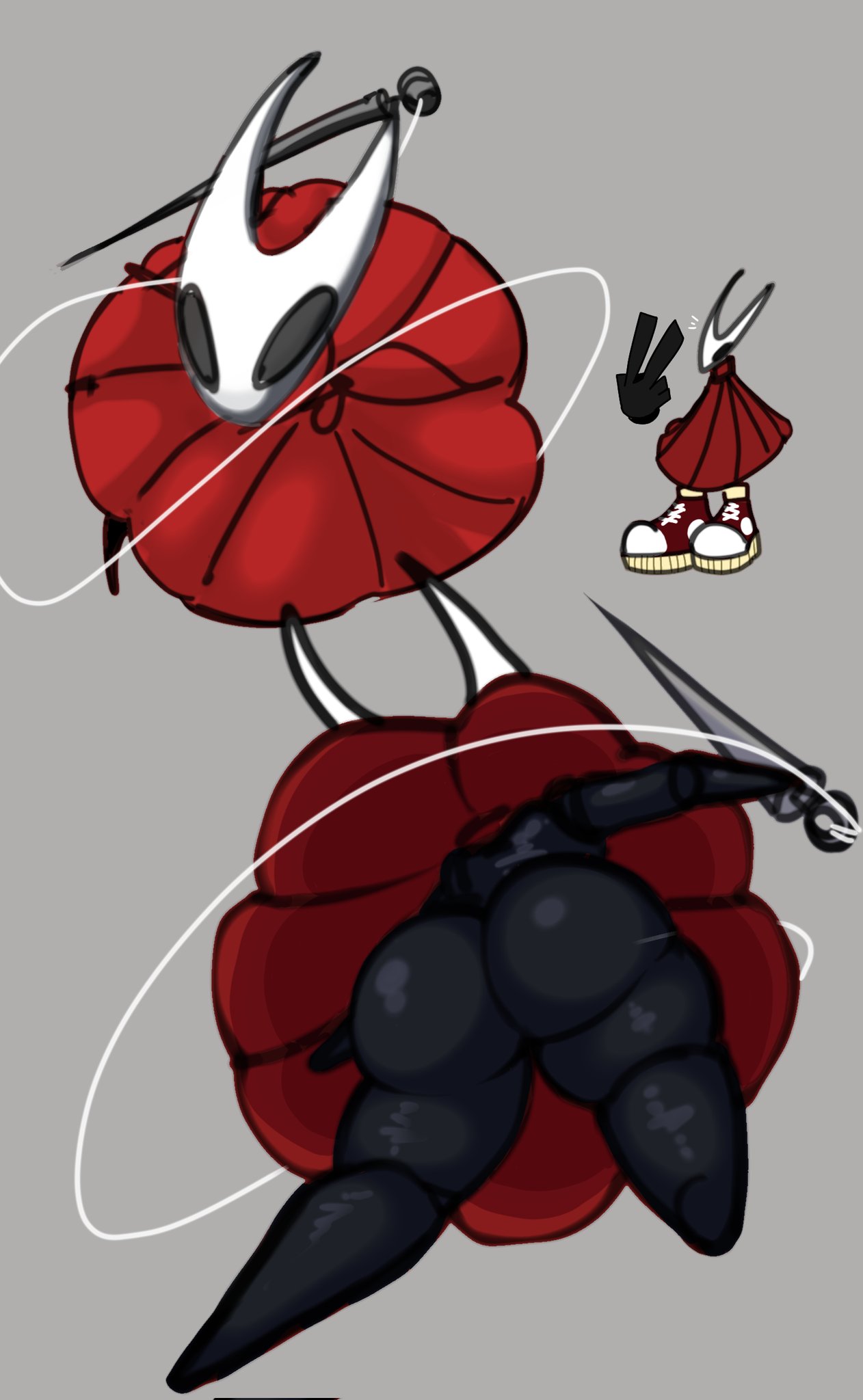 1girl, ass, ass focus, ggez2341, hollow knight, hollow knight (franchise), hollow knight: silksong, hornet (hollow knight), upskirt