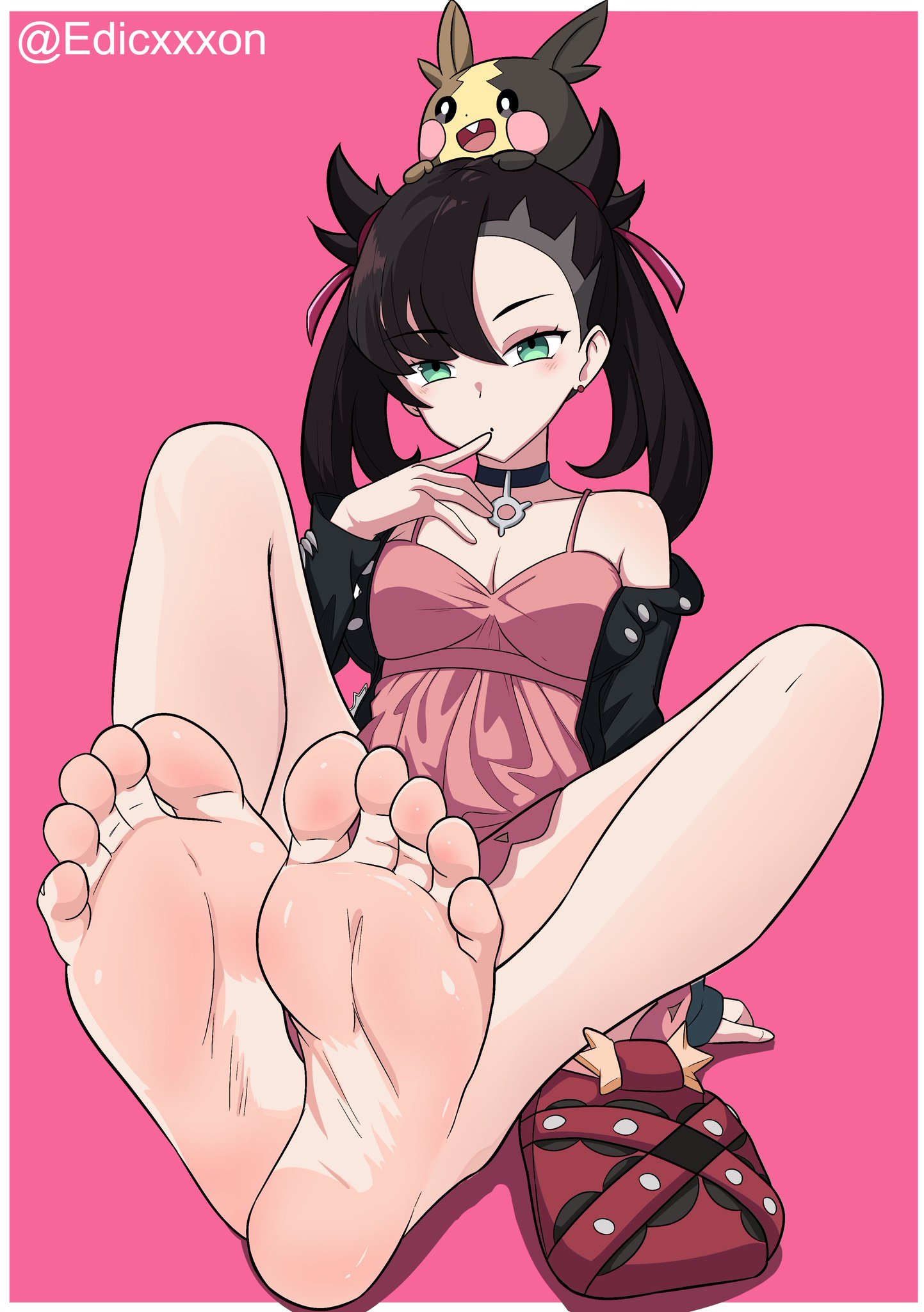 barefoot, clothing, curvaceous, curvaceous female, curvaceous figure, curvy, curvy figure, curvy hips, ediczxon, feet, feet focus, female, female focus, female only, foot, foot fetish, game freak, marnie (pokemon), nintendo, pokemon, pokemon ss, soles, toes