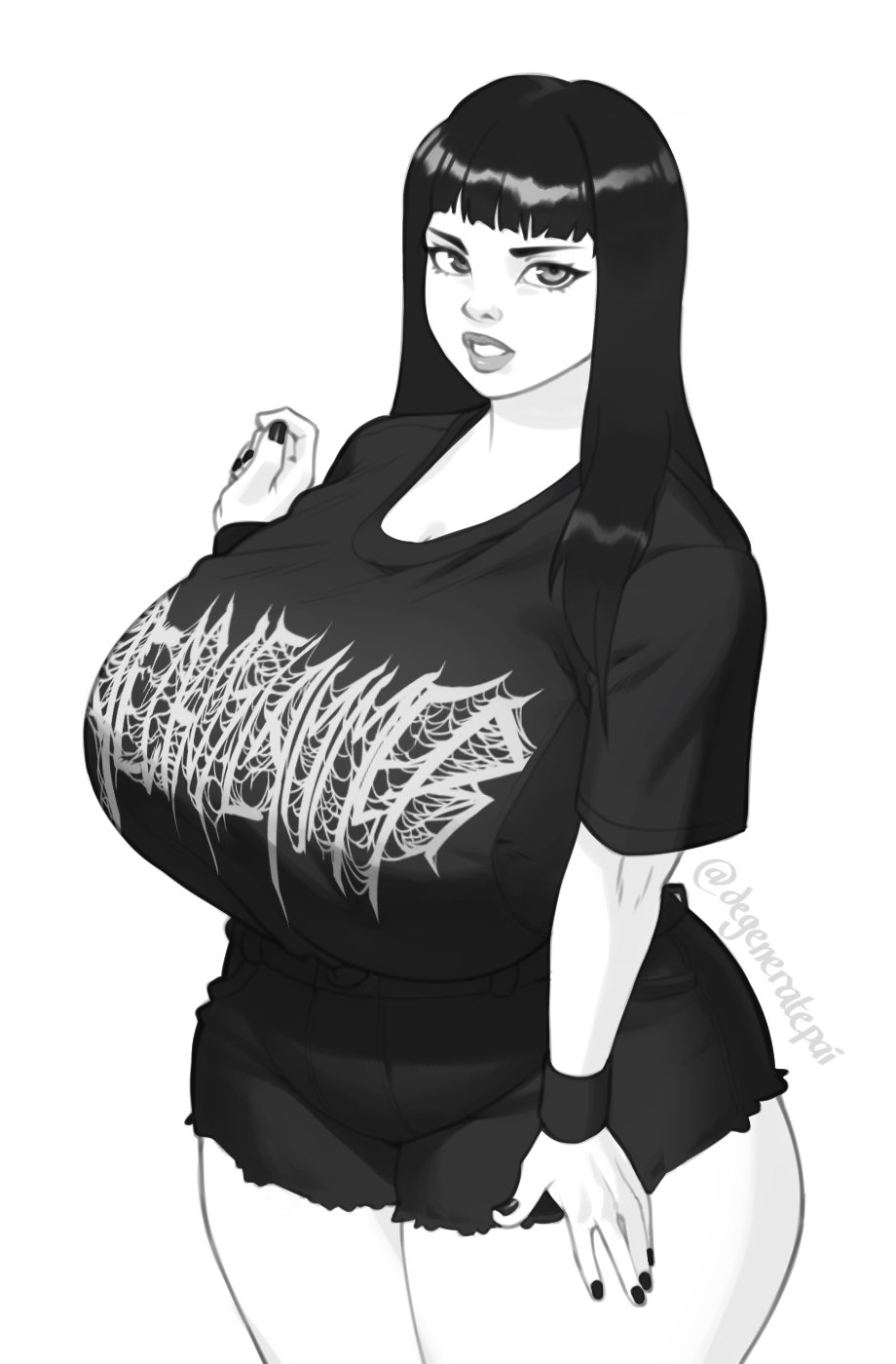 big_breasts black_hair breasts degeneratepai gabriella_(degeneratepai) goth goth_girl huge_breasts large_breasts