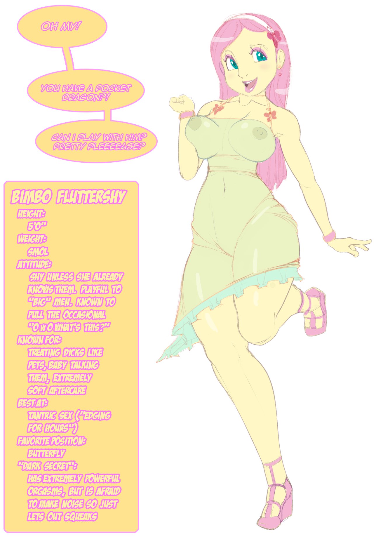 1girls, annon, areolae, areolae visible through clothing, ass, bimbo, breasts, english text, equestria girls, female, female only, fluttershy (eg), fluttershy (mlp), friendship is magic, hasbro, high heels, huge ass, huge breasts, khreis, midriff, my little pony, navel, nipples, nipples visible through clothing, revealing clothes, see-through, see-through clothing, smile, solo, solo female, straight hair, text, thick lips, thick thighs, wide hips