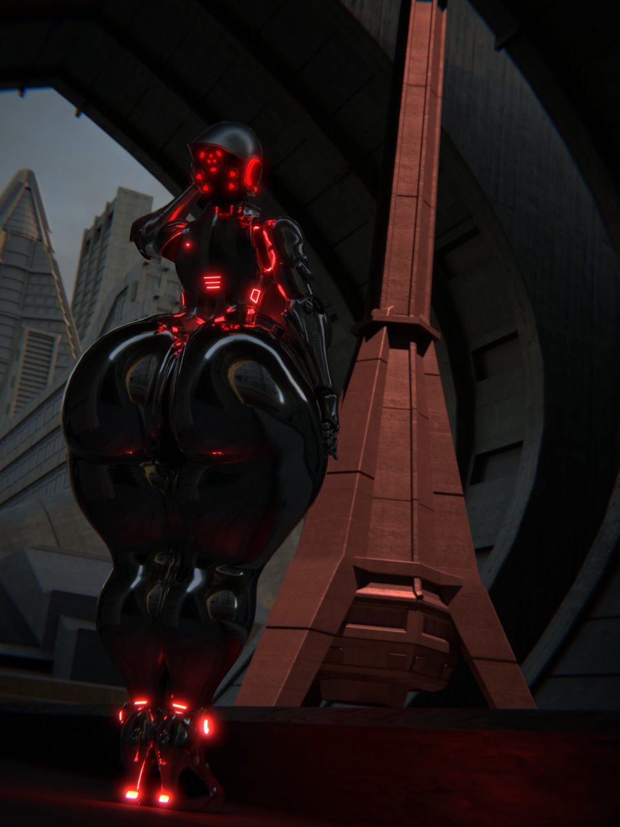 3d, ass, ass focus, big ass, big breasts, breasts, bubble ass, bubble butt, female, haydee, haydee (game), huge ass, latex, qzk forte, red light, robot, robot girl, salute, shiny, shiny skin, sideass
