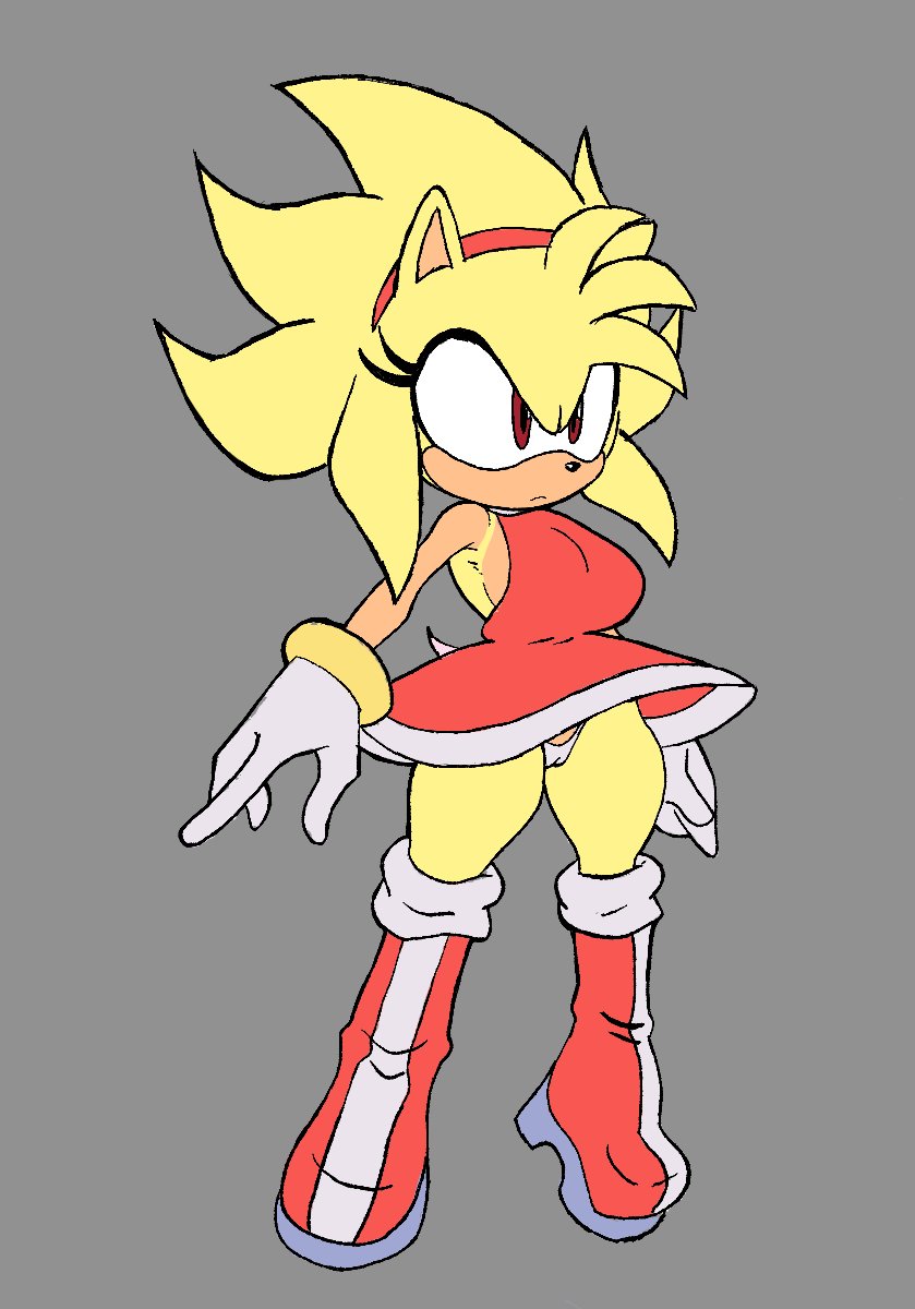 1girls amy_rose anthro blackchaos64 breasts clothing female footwear furry handwear panties red_dress sideboob solo solo_female sonic_(series) sonic_the_hedgehog_(series) super_amy underwear white_panties