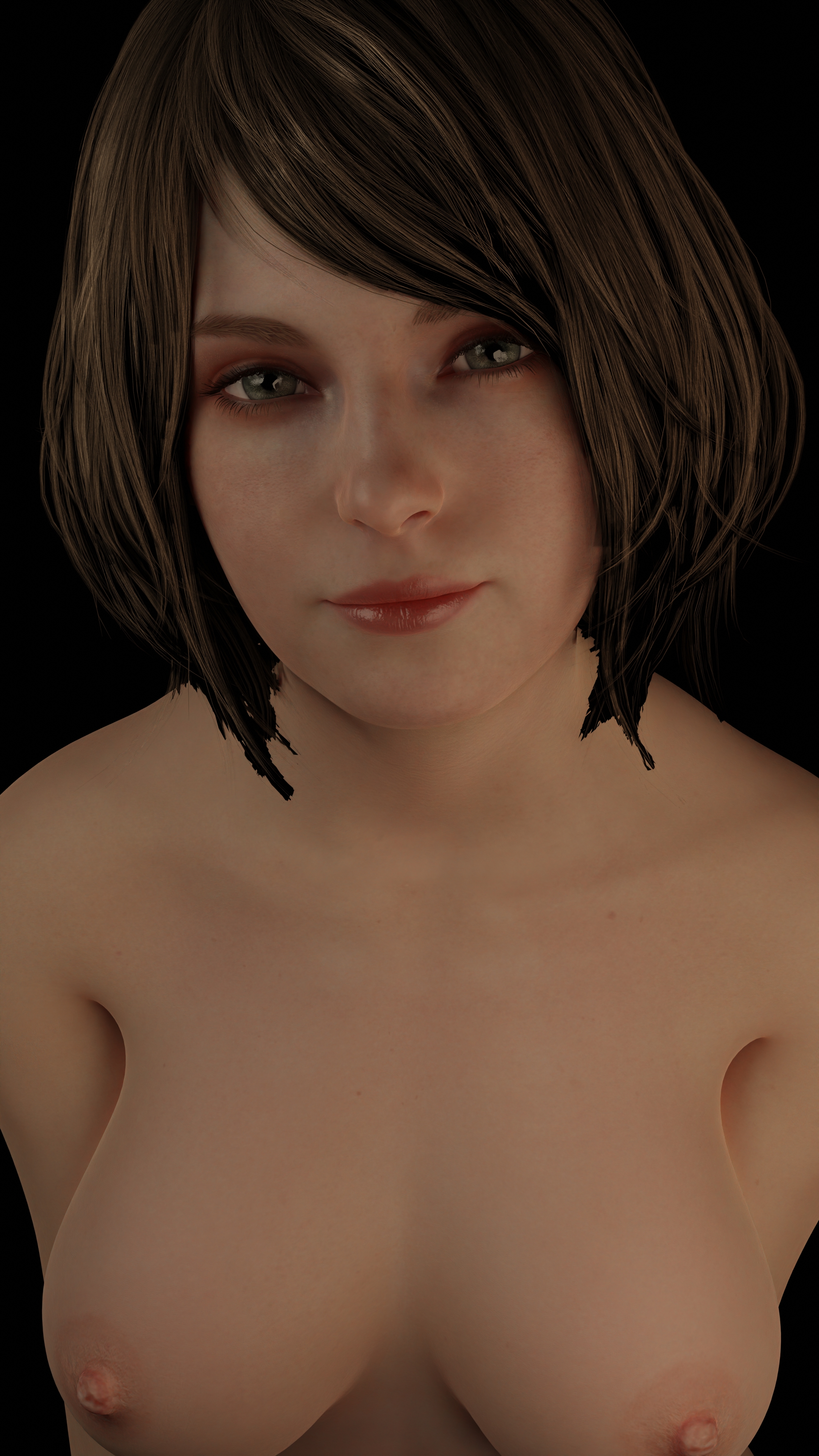 1girls, 3d, ashley graham, ashley graham (ella freya), blender, blonde hair, breasts, female, greyarea55, looking at viewer, nude, portrait, resident evil, resident evil 4, solo