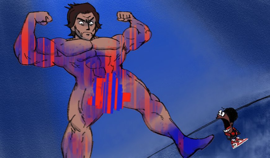 2boys, censor bar, censored penis, covered penis, dark skin, dark-skinned male, human, human only, male, male only, marvel, marvel comics, meme, miguel o'hara, miles morales, muscular, muscular male, no sex, nude, nude male, olozva, penis, spider-man, spider-man (series), spider-man 2099, spider-man: across the spider-verse, spongebob reference