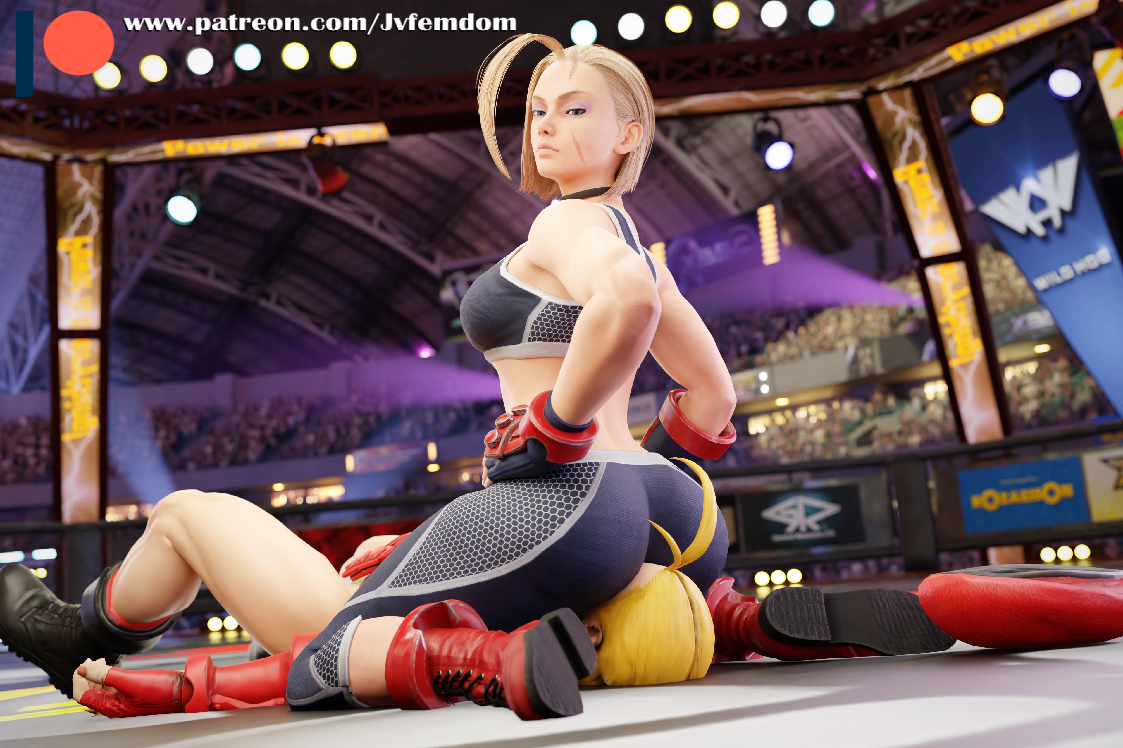 2girls, 3d, 3d (artwork), absurd res, arrogant, asphyxiation, ass, ass focus, beaten, between legs, between thighs, blender, blonde hair, blue eyes, bondage, boots, braids, butt focus, butt sniffing, cammy white, catfight, cropped shirt, crush, crushing, defeated, dominant, dominant female, domination, dominatrix, face in ass, facesitting, facesitting through clothes, female, female domination, female only, femdom, fight, gloves, helpless, highres, humiliated, humiliating, humiliation, jvfemdom, leather boots, leather gloves, leggings, legs, lezdom, looking at another, looking down, looking pleasured, midriff, passing out, pinned, pinned down, pinned to floor, pose, ryona, sadism, sadistic, sadistic female, short hair, smothering, spandex, spread legs, squirming, street fighter, street fighter 6, street fighter v, struggling, submission, submission hold, submissive, thick ass, thick thighs, thighs, tight clothing, tight pants, voluptuous, voluptuous female, wrestling, yuri