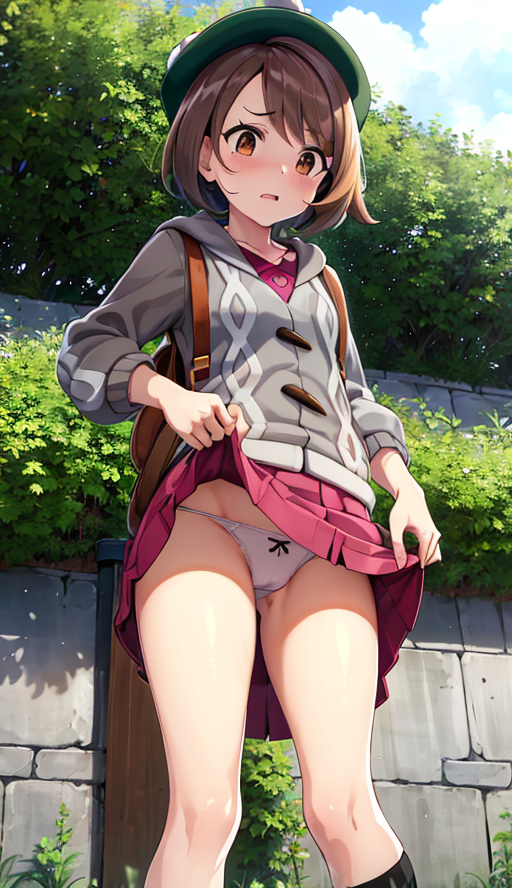 ai generated, cute, female, gloria (pokemon), panties, pokemon, underwear, upskirt, young