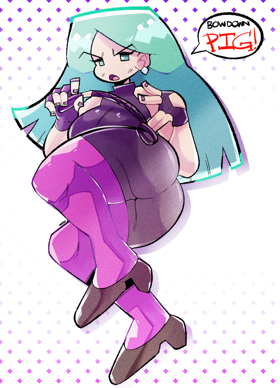 alternate_costume clothed clothing darkstalkers dialogue fushigukuro large_breasts legs morrigan_aensland nokkorone pussy sfw stockings succubus thighhighs thighs