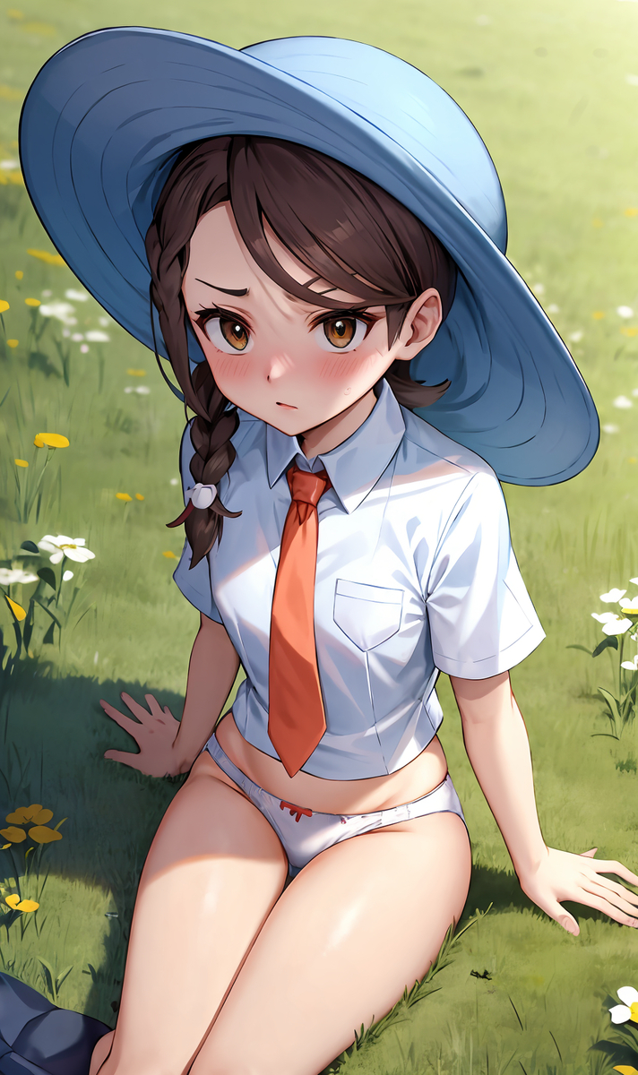1girls, ai generated, annoyed, ass, blush, embarrassed, female, female only, juliana (pokemon), pokemon, pokemon sv, solo