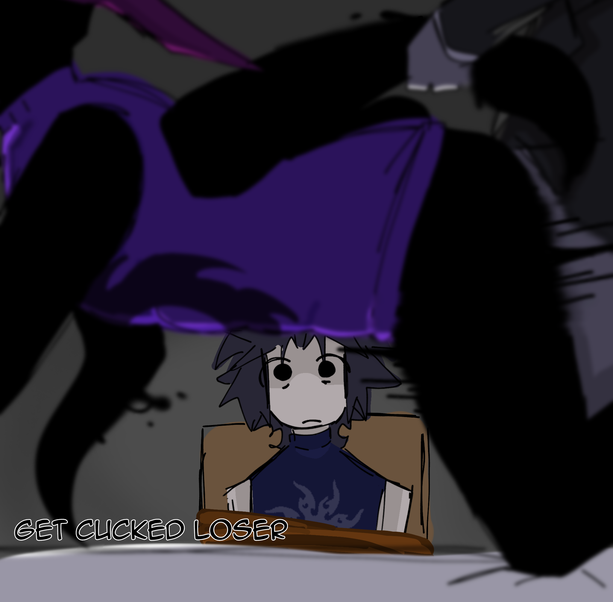 azure (forsaken), chance (forsaken), cuck chair, cuckold, english text, forced to watch, forsaken (roblox), gay, male, no genitals shown, ntr, okal44420, roblox, roblox game, robloxian, rough sex, self upload, tagme, tentacle, tentacle grab, text, two time