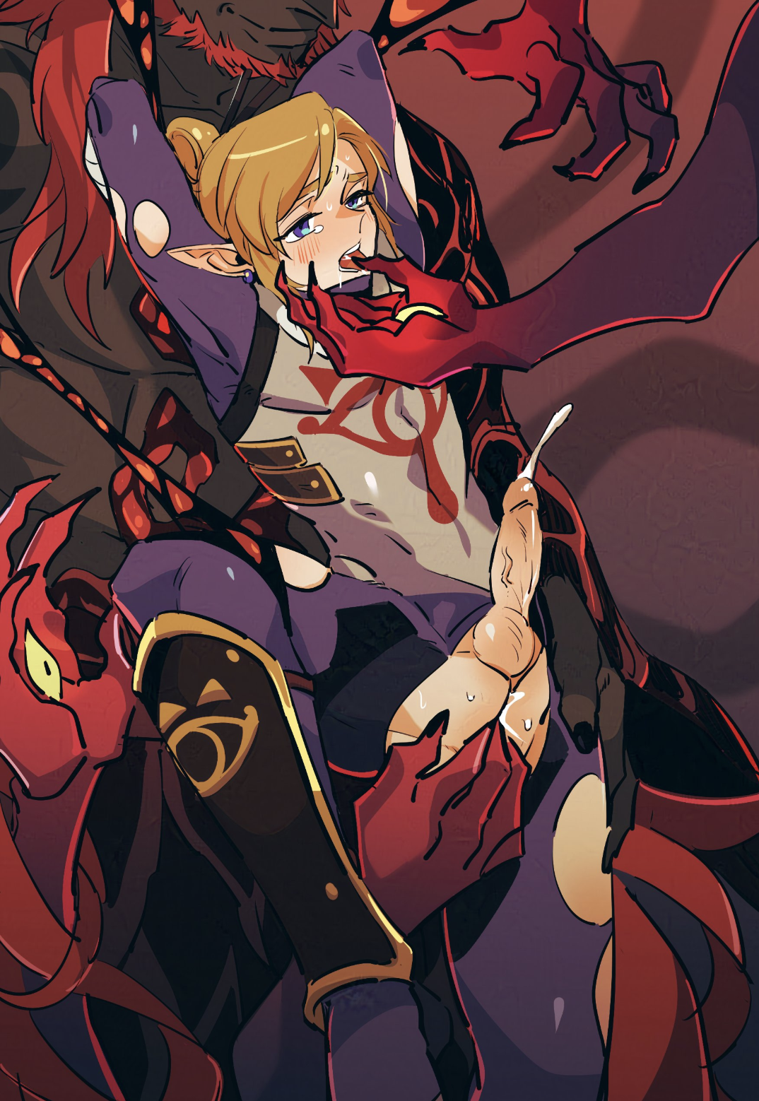 breath of the wild, dark skin, dark-skinned male, ganondorf, gay, gloom hands, gloom spawn, light skin, light-skinned male, link, link (breath of the wild), male, male only, male/male, rani grb, size difference, the legend of zelda, twink, twink and daddy