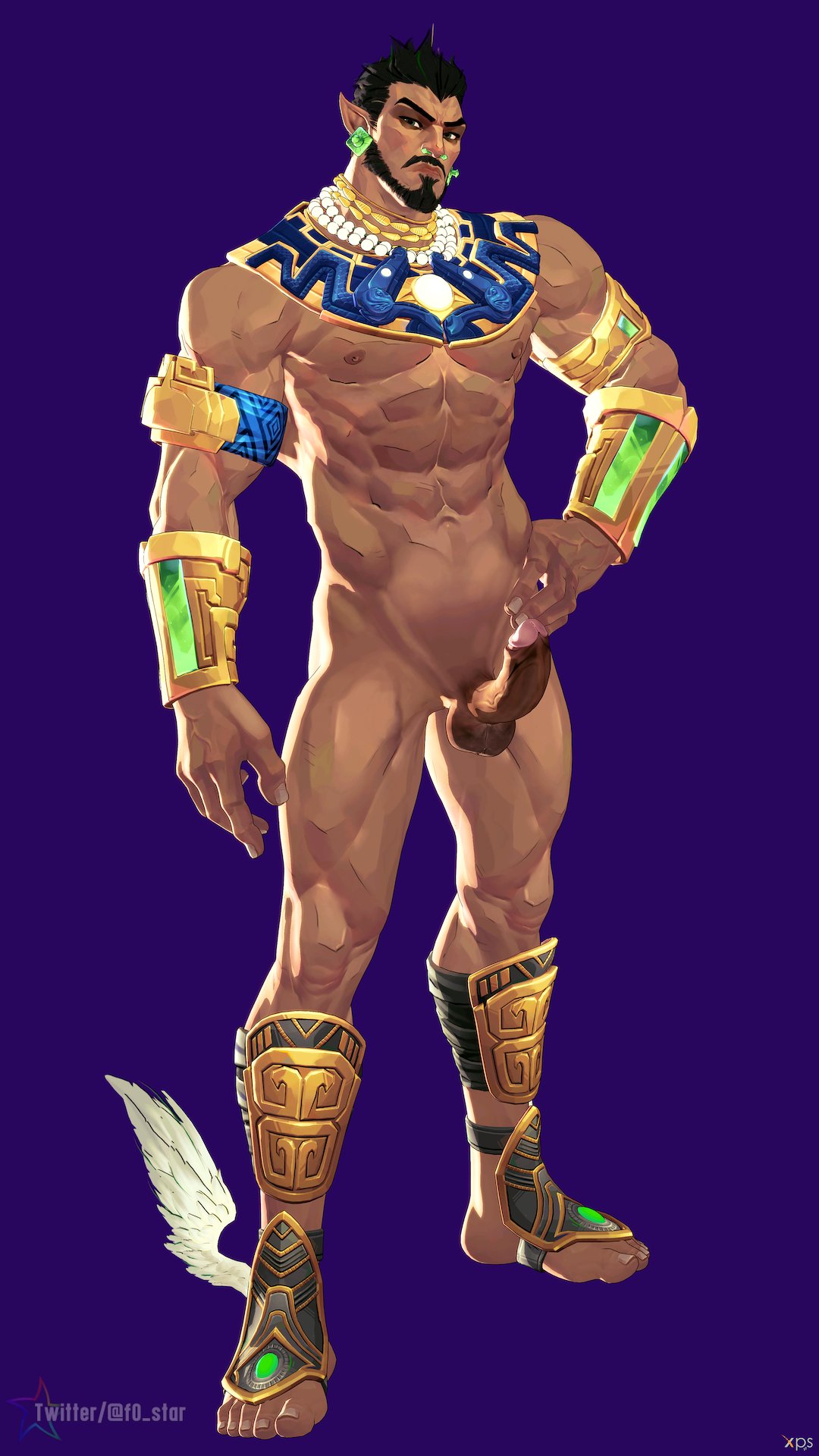 1boy 3d 3d_model basic_background beard black_hair black_hair_male circumcised circumcised_penis collar earrings erect erect_cock erect_dick erect_penis erection f0-star full_body hand_on_hip jewelry leg_muscles looking_at_viewer male male_only marvel marvel_comics marvel_rivals moustache muscles naked naked_male namor namor_(marvel_rivals) nose_piercing nude nude_male penis plain_background purple_background six_pack six_pack_abs solo_male