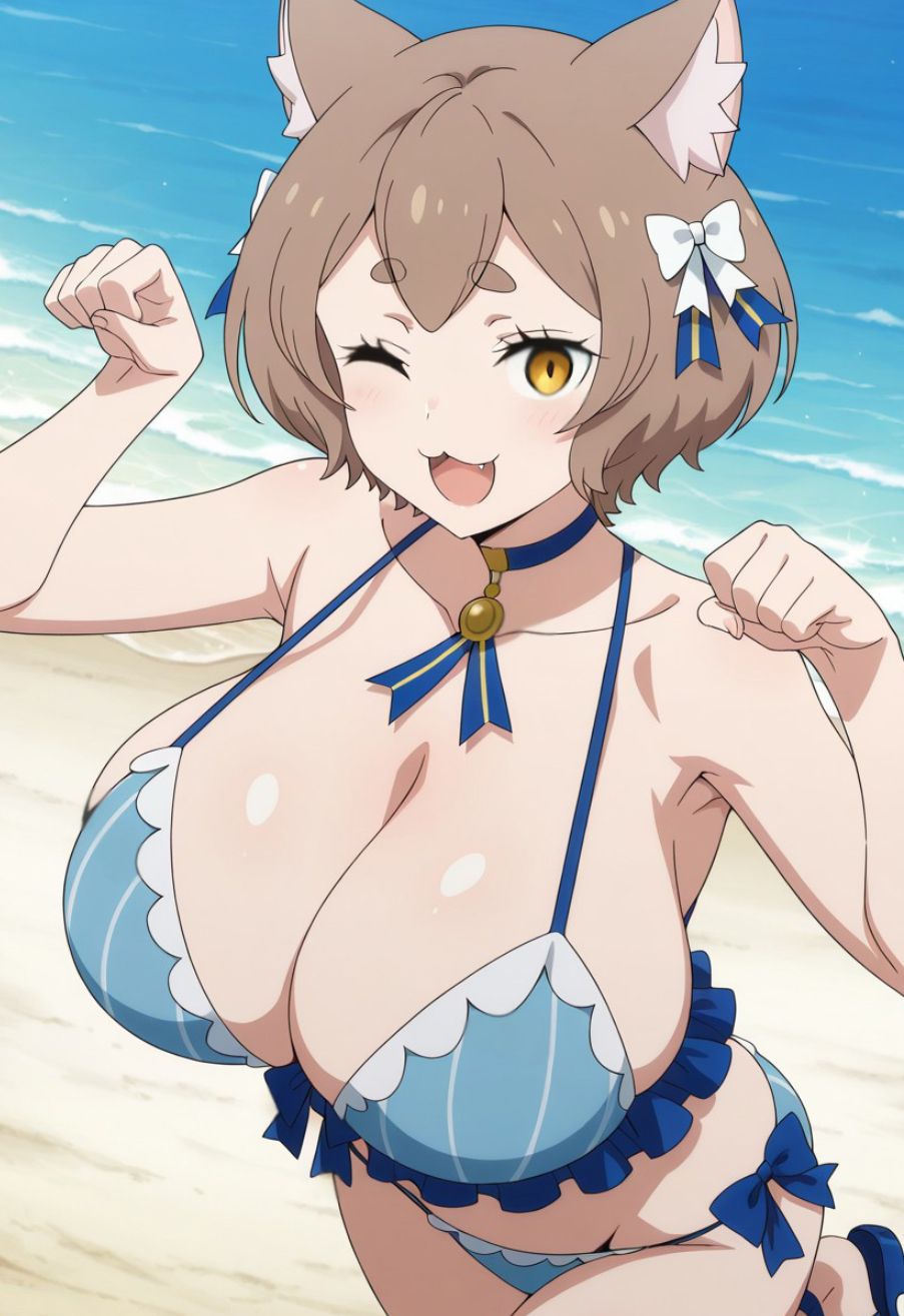 1female 1girls 5_fingers :3 ai_assisted ai_generated animal_ears anthro anthro_female anthro_focus anthro_only beach beach_background bikini bikini_bottom bikini_top black_pupils blue_bikini blue_bikini_bottom blue_bikini_top blue_choker blue_sandals blush blush_lines blushing_at_viewer blushing_female brown_hair cat_ears cat_girl cat_pose cat_tail catgirl choker civitai cleavage cleavage_focus clothed clothed_anthro clothed_female coloredbin.ai coloredbin_ai cute_expression cute_face cute_fang cute_pose ear_tuft face_focus felix_argyle female female_anthro female_focus female_only frilly_bikini front_view front_view_focus full_body full_body_view fully_clothed fully_clothed_anthro fully_clothed_female genderswap_(mtf) hair_bows hair_ornament hands_raised hands_up happy happy_female high_angle high_angle_view huge_boobs huge_breasts huge_breasts large_boobs large_breasts large_tits leg_raised light-skin light-skinned_female light_blush light_skin light_skinned_female looking_at_viewer massive_boobs massive_breasts massive_tits oerba_yun_fang one_eye_closed one_leg_raised one_leg_up open_mouth outdoor_background outdoors outside plump_boobs plump_breasts plump_tits re:zero_kara_hajimeru_isekai_seikatsu rule_63 sandals seductive seductive_eyes seductive_gaze seductive_look short_hair smiling smiling_at_viewer solo solo_anthro solo_female solo_focus standing standing_position tail thick_eyebrows tongue white-skinned_female white_skin white_skinned_female yellow_eyes