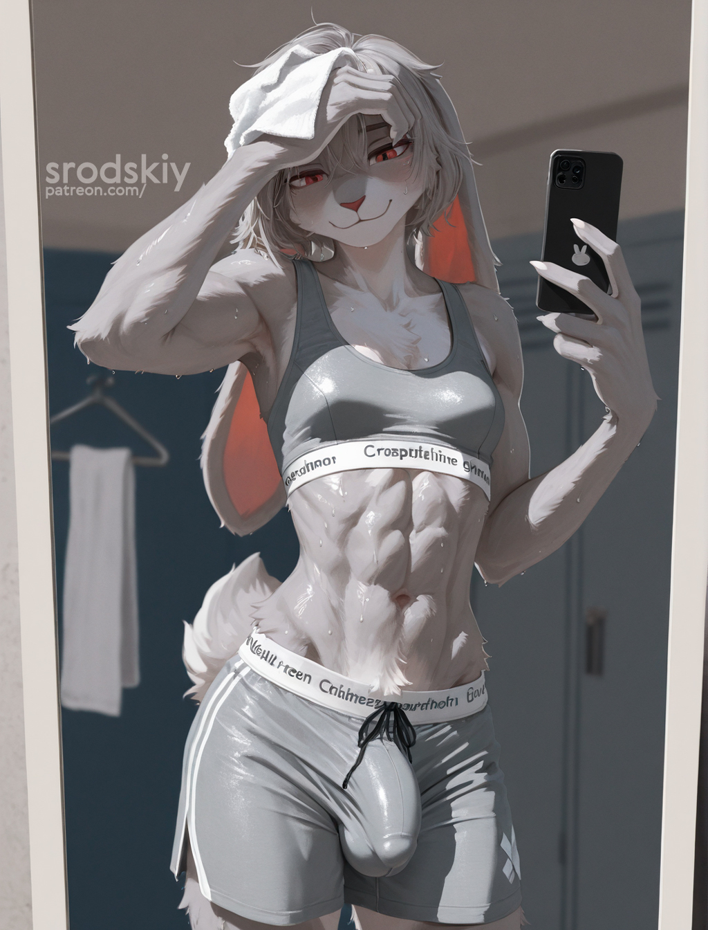 ai generated, bunny ears, female, fitness, furry, furry bunny, furry only, futanari, gum, intersex, original character, penis, sport, sports bra, srodskiy, tagme, vulgar