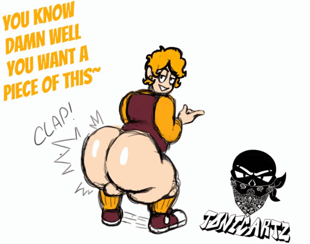 animated animated_gif ass balls blonde_hair clapping_ass clapping_cheeks exposed_balls fat_ass gay gay_male jumping lawrence_jameson male_only provocative socks tonicartz