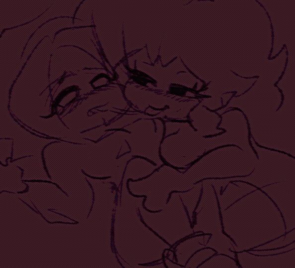 breast grab, breast squeeze, breasts, chubby, female, friday night funkin, girlfriend (friday night funkin), grabbing another's breast, grabbing breasts, hand on hip, nene (newgrounds), newgrounds, red dress, saliva, saliva string, saliva trail, sketch, thick thighs, triaaa, wide hips, yuri