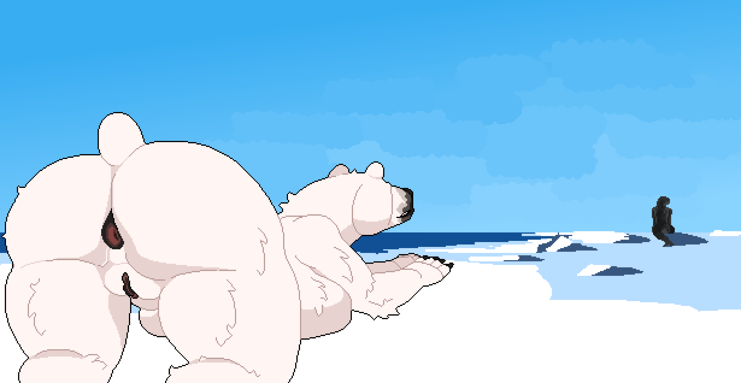 1girls ambiguous_gender anthro anus ass ass_bigger_than_head background_character behind_view big_ass big_breasts big_butt breasts bubble_butt curvaceous curvy curvy_figure female furry huge_ass huge_breasts hunting ice mertvykhcrows nude ocean pinniped pixel_art polar_bear predator/prey puffy_anus puffy_nipples pussy scut_tail seal sketch solo_focus stalker tail thick_thighs unseen_female_face ursid voluptuous voluptuous_female wide_hips