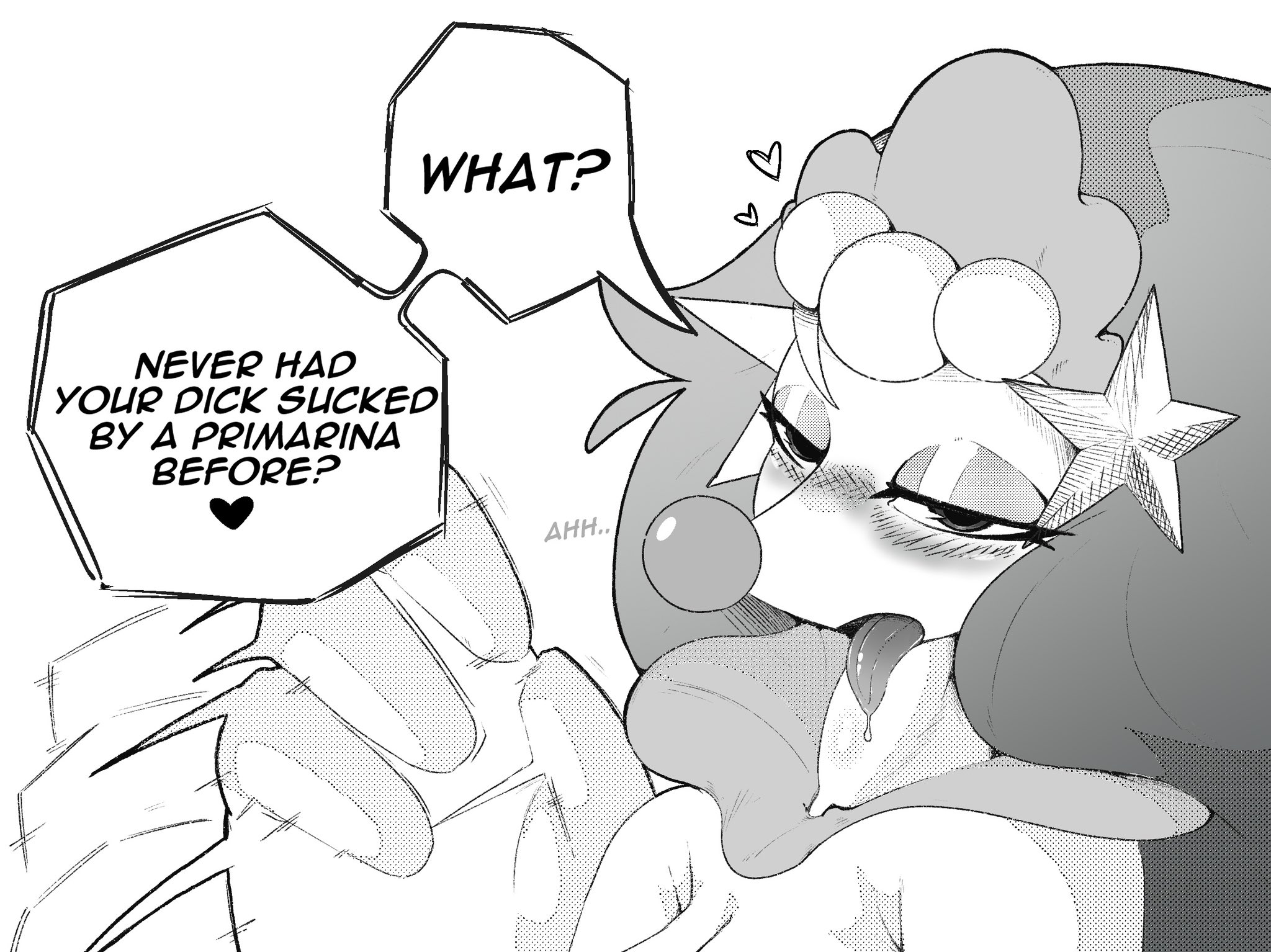ahe gao, ahegao face, anthro, blowjob gesture, blush, dialogue, eyeliner, female, female solo, jadenarts, looking at viewer, looking pleasured, meme, motion lines, open mouth, pokemon, pokemon (species), pokephilia, primarina, saliva, solo, tongue, tongue out