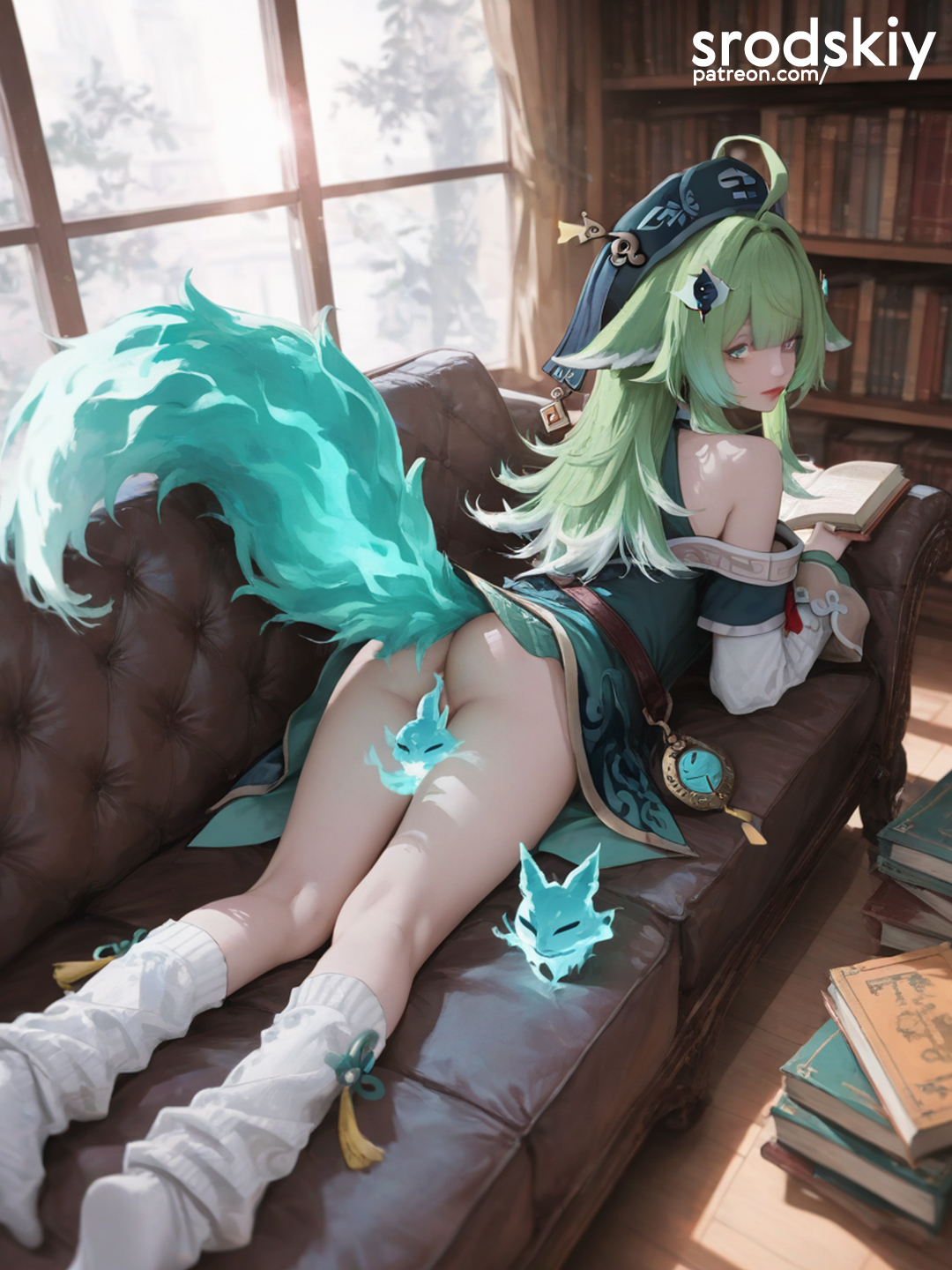 ai generated, ass, cute butt, female, female only, honkai: star rail, huohuo (honkai: star rail), skinny, srodskiy, tagme, vulgar, young, younger female
