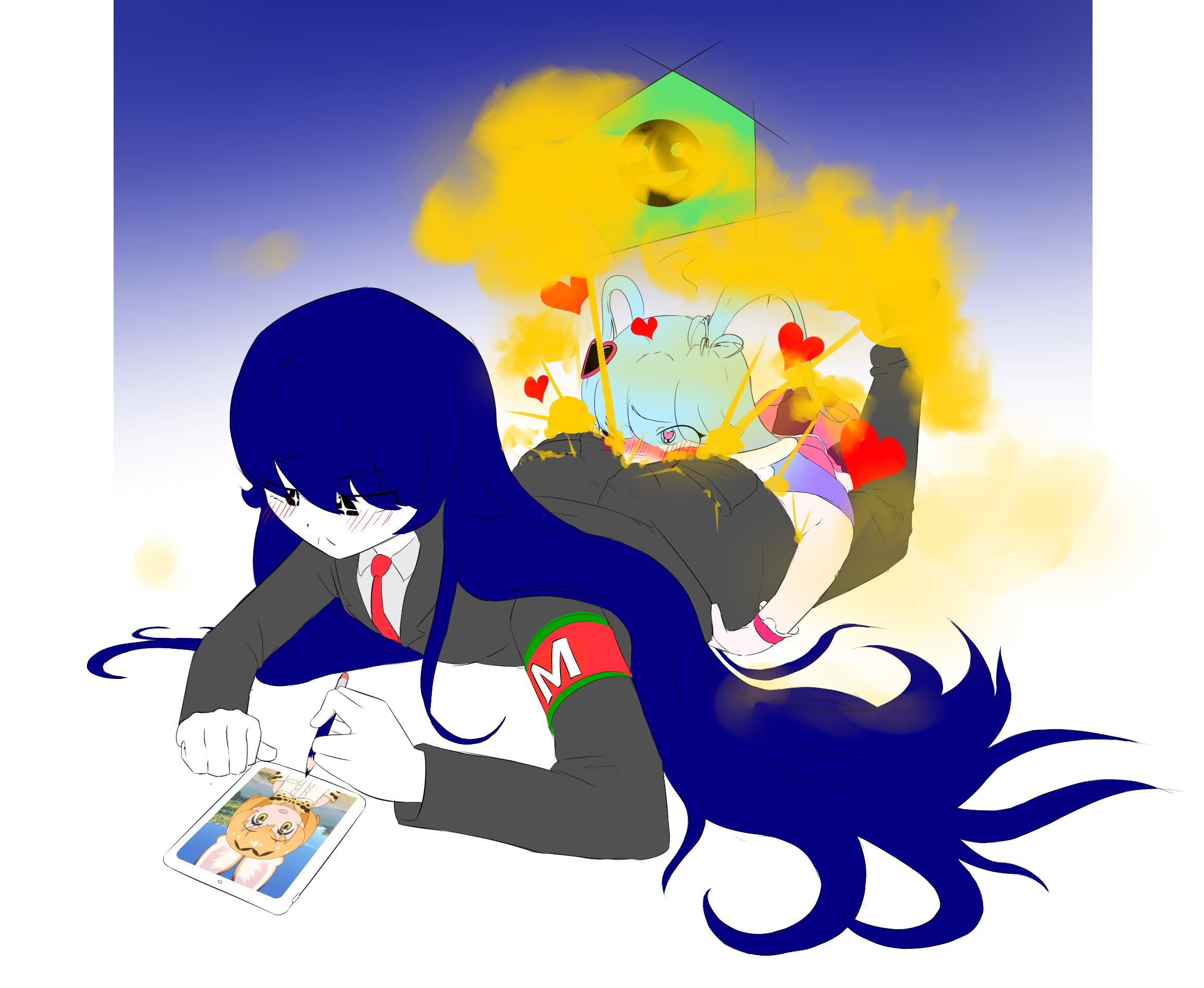 2girls, bongbong, breppy (artist), enjoying farts, fart, fart cloud, farting in face, female, female only, heart, heart-shaped pupils, lobotomy corporation, project moon, queen of hatred, tagme, yuri