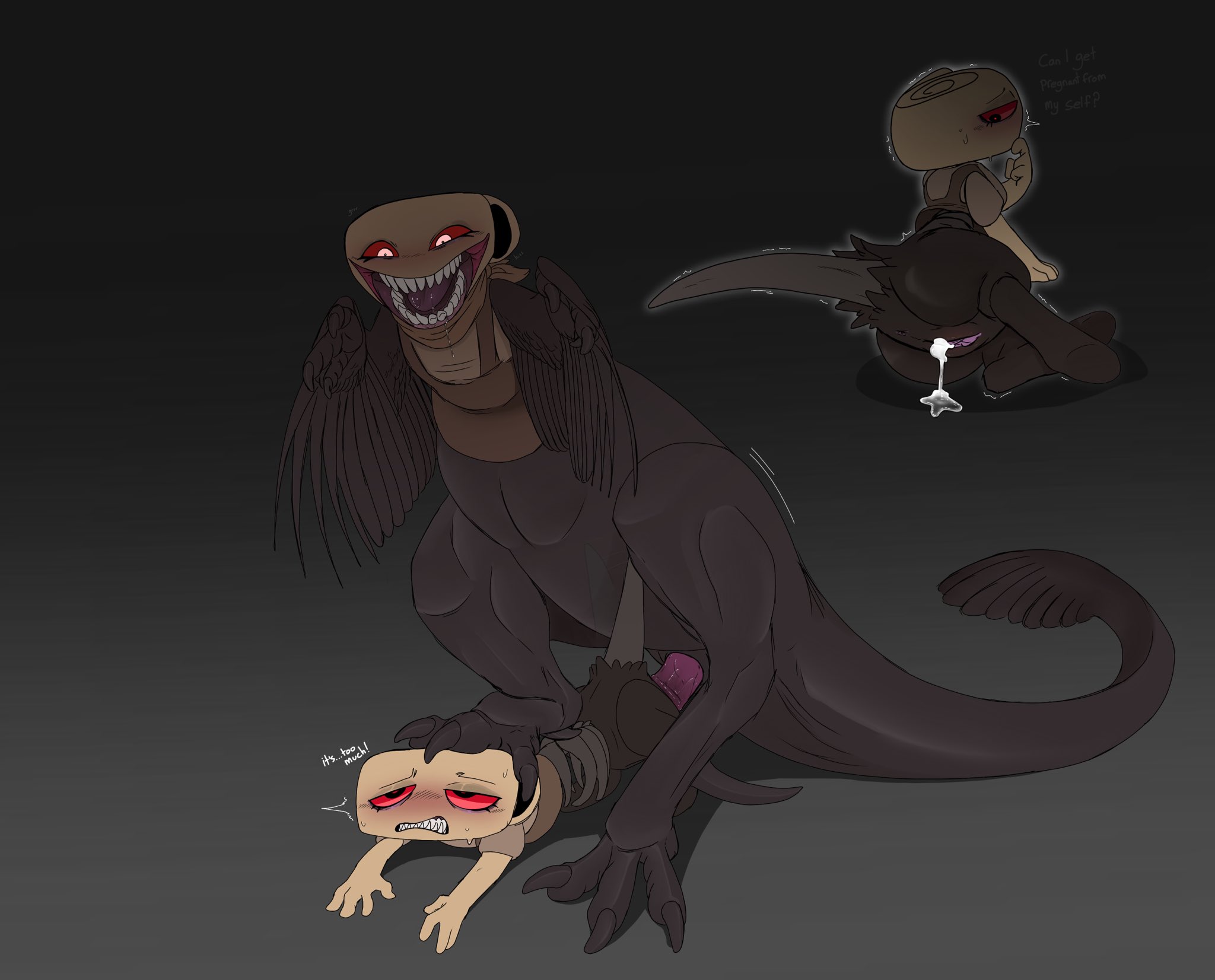 blush, cum, cum in pussy, dandy's world, dickgirl, dinosaur, dinosaur girl, drooling, female, futa on female, futanari, intersex, monster, monster girl, pussy, scalie, selfcest, sharp teeth, shelly (dandy's world), size difference, sweat, twisted shelly (dandy's world), vaginal penetration, w0rmier