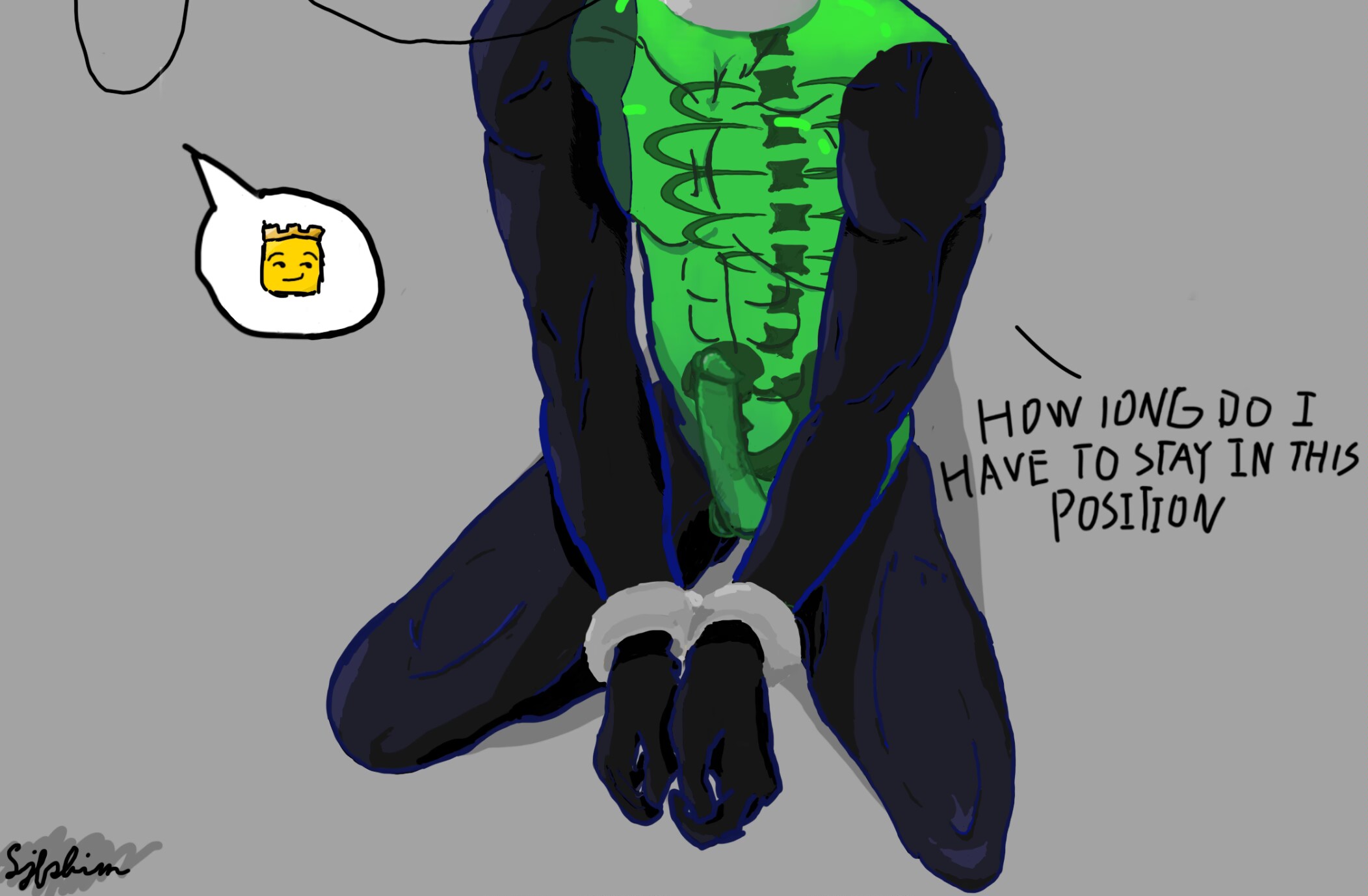 1boy, 1x1x1x1, 1x1x1x1 (forsaken), artist signature, balls, english text, forsaken (roblox), gay, male, male only, muscular, penis, roblox, roblox game, robloxian, self upload, sjfshim, slave, tagme, text, visible skeleton