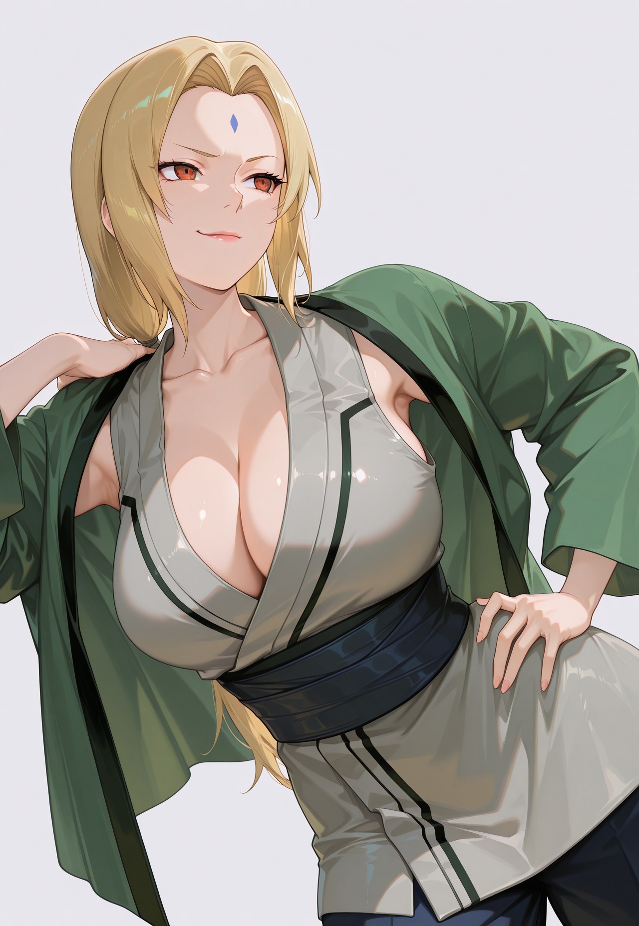 1girls, ai generated, blonde hair, breasts, female, large breasts, naruto, naruto (series), solo, tsunade