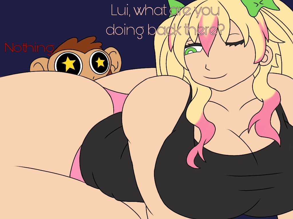 1boy, 1girls, alternate version available, artist request, ass, ass in face, ass on face, banana bus squad, big ass, big breasts, big butt, bigger female, blonde hair, breasts, clothed facesitting, clothed female, dialogue, english dialogue, english text, facesitting, female, green eyes, head in ass, head on ass, indie virtual youtuber, indie vtuber, lui calibre, male, monkey boy, pastaroniravioli, pink hair, smaller male, stars in eyes, tagme, text, thick ass, thick thighs, thigh highs, thighhighs, thighs, two-tone hair, vanoss crew, virtual youtuber, vtuber, youtube, youtuber, youtubers