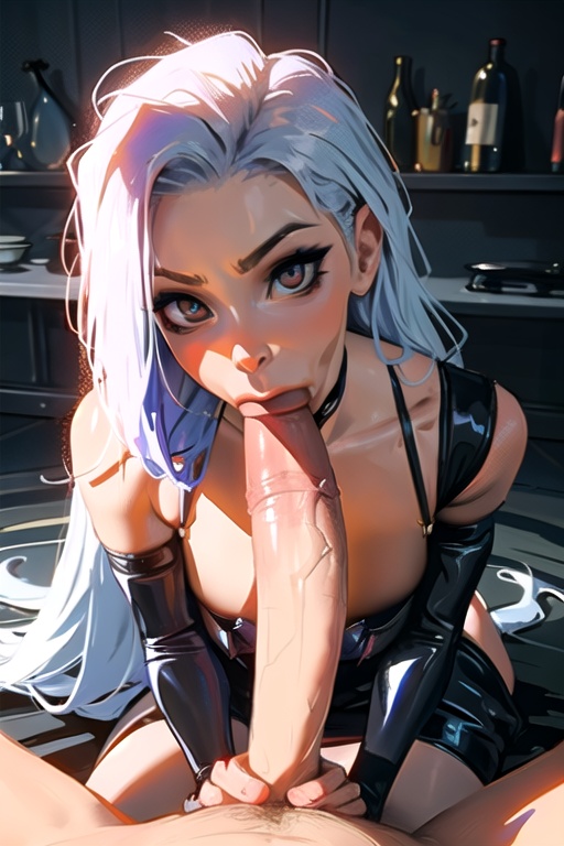 1boy, 1girls, ai generated, evelynn, female, k/da all out evelynn, k/da all out series, k/da evelynn, k/da series, league of legends, league of legends: wild rift, male, massive penis, oral, penis