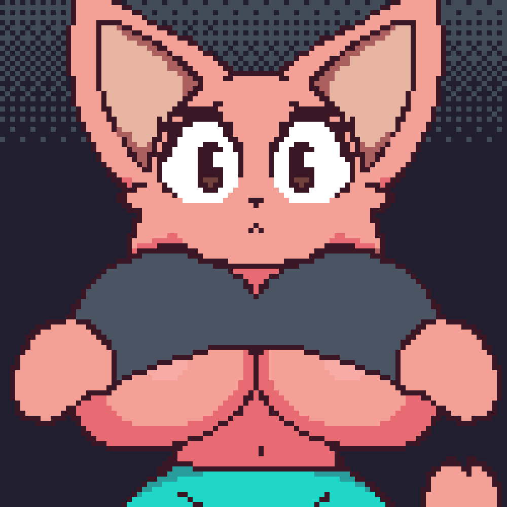 1girls, 2023, animated, anthro, belly button, big breasts, breast jiggle, breasts, clothed, clothing, dark nipples, exposing breasts, exposing chest, eyelashes, felid, feline, female, female focus, female only, furry, hi res, hourglass figure, jiggle, jiggling breasts, lifting shirt, looking at viewer, miso souperstar, miyoko (miso souperstar), navel, nipples, original, pants, pink body, pink fur, pink skin, pixel animation, pixel art, simple background, solo, solo female, tail