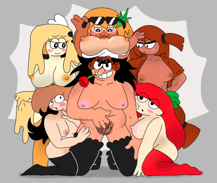 6girls big_breasts blush breasts cheese_toppin eyewear_on_head female female_only hot_dogging humanized mushroom_toppin nipples peppino_spaghetti pineapple_toppin pizza_tower pubic_hair pussy rule_63 sausage_toppin sunglasses sunglasses_on_head taunting taunting(pizza_tower) tomato_toppin toppin_gals toppin_gals_minus8