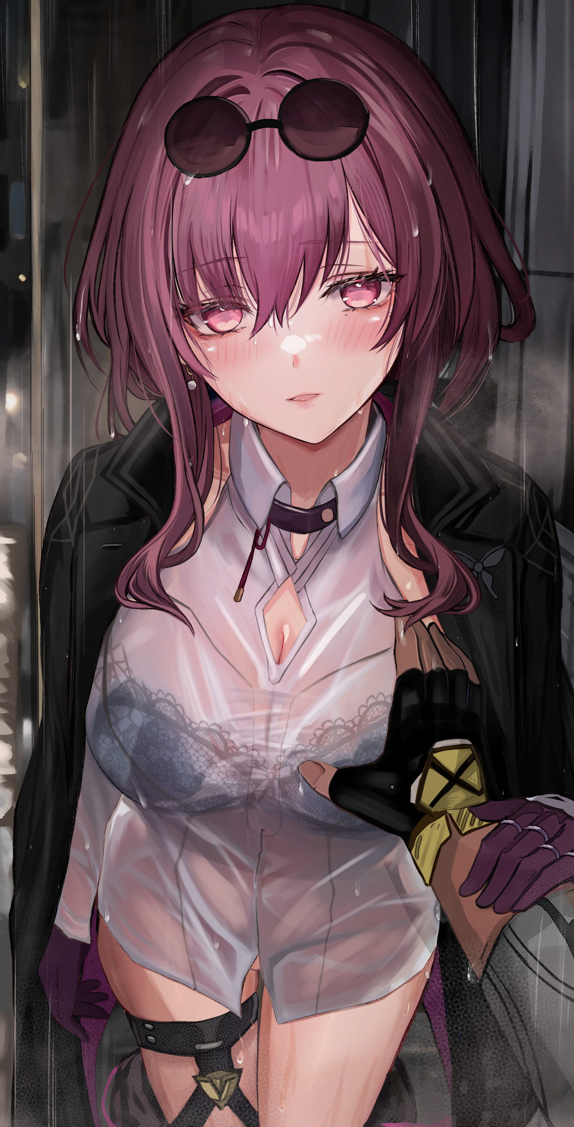caelus (honkai: star rail), efuri (riarea00), eyewear on head, female, honkai: star rail, kafka (honkai: star rail), sunglasses on head, tagme