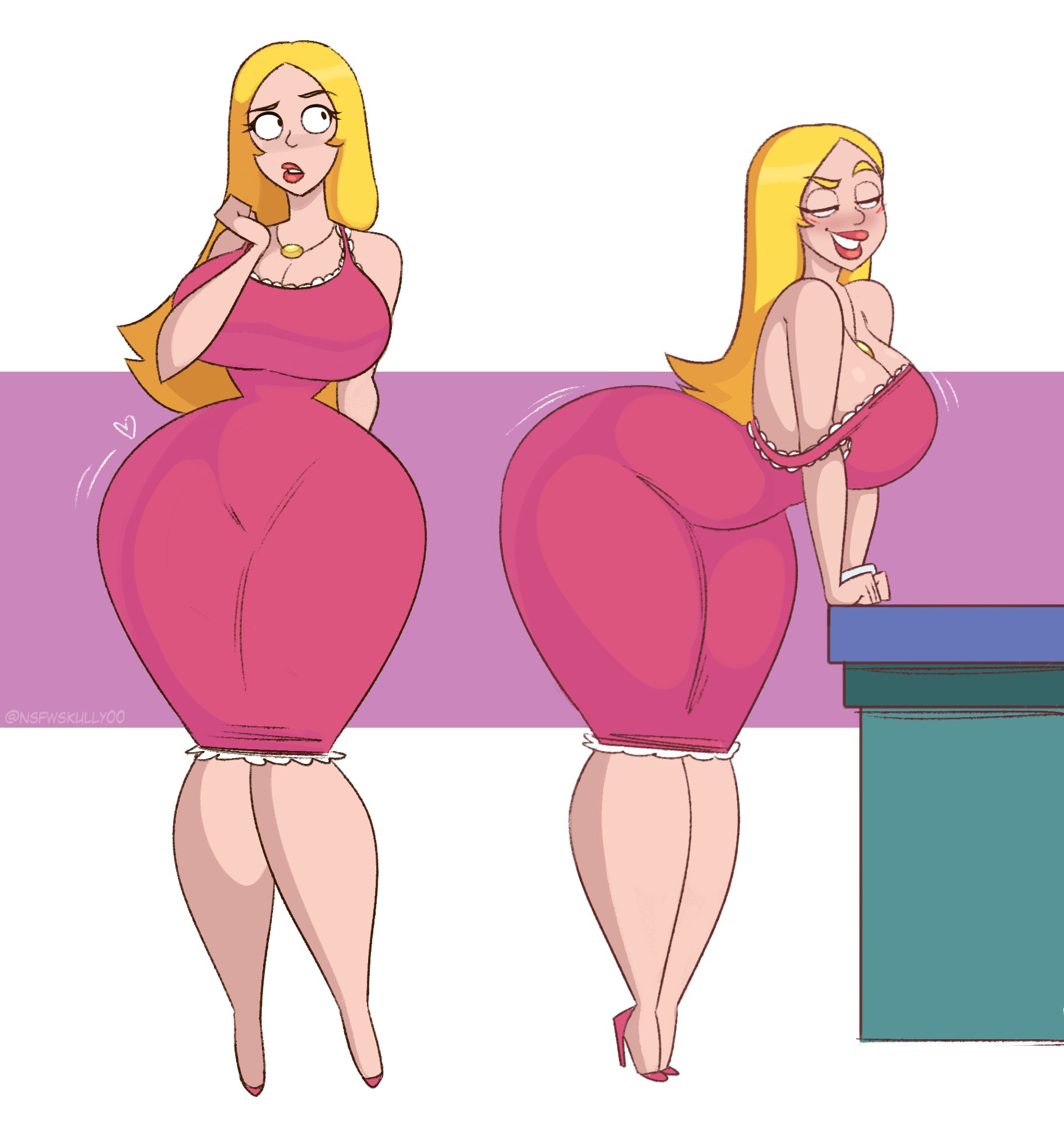 american dad, ass, big ass, big breasts, blonde female, blonde hair, breasts, female, female only, francine smith, high heels, no bra, thick thighs, thighs, wide hips, zetaskully