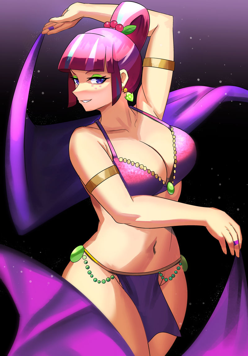 1girls belly_dancer belly_dancer_outfit breasts cleavage dancer dancer_outfit dancing equestria_girls female female_only freckles friendship_is_magic harem_girl harem_outfit hasbro indigo_eyes iojknmiojknm large_breasts lavender_hair loincloth looking_at_viewer magenta_hair multicolored_hair my_little_pony navel pelvic_curtain ponytail revealing_clothes skimpy slave_bikini sour_sweet veil