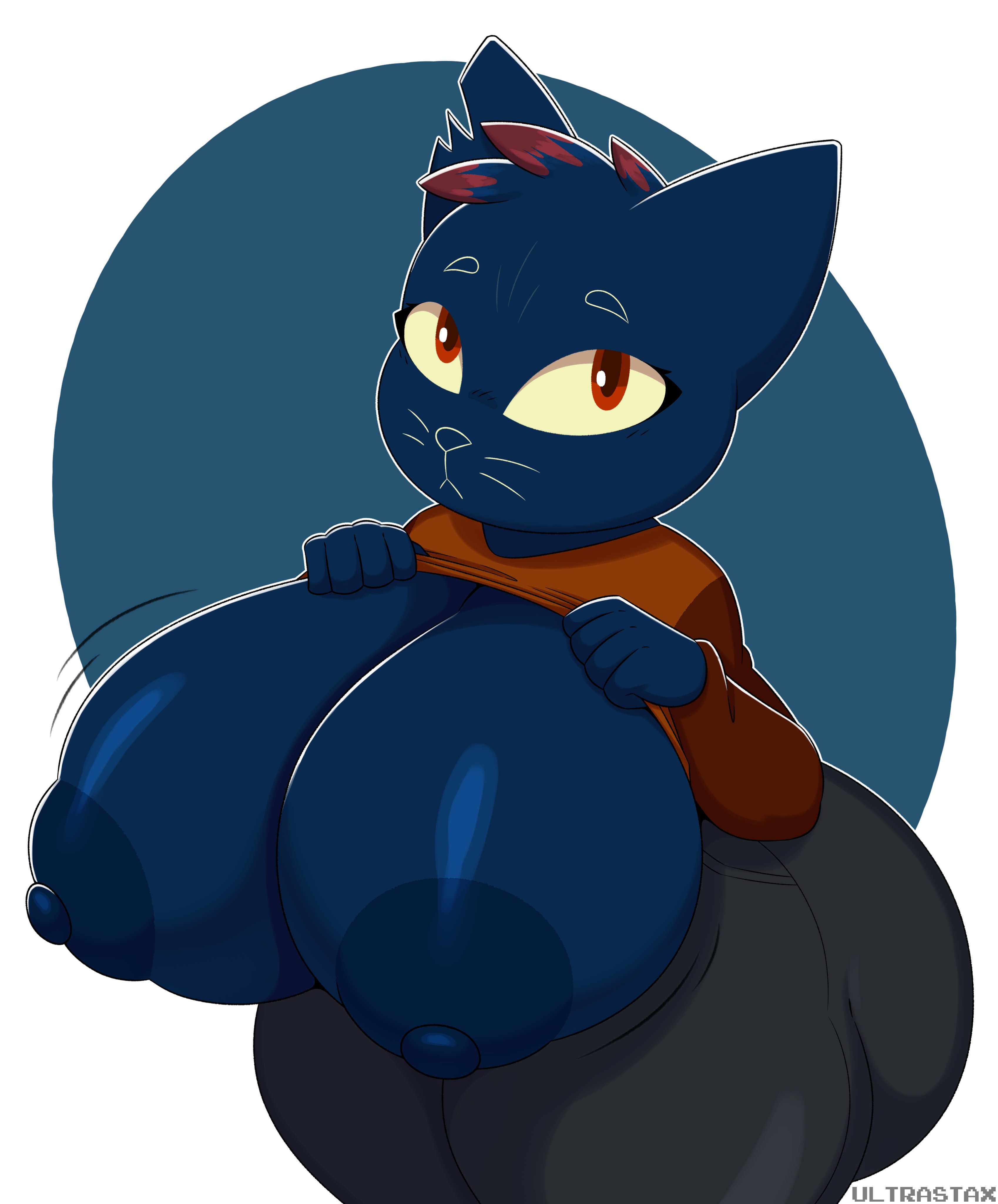 ass, breasts, female, huge ass, huge breasts, large areolae, looking at viewer, mae (nitw), mae borowski, mostly clothed, night in the woods, ultrastax