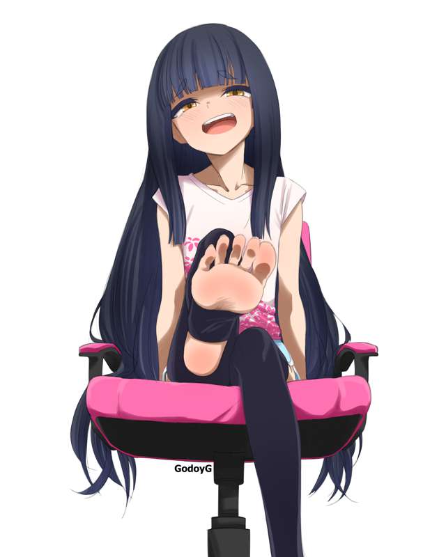 amber_eyes arms ass breasts eyes face feet felipe_godoy female flat_chest full_body hair humanoid laughing legs limbs long_hair original original_character petite soles toes