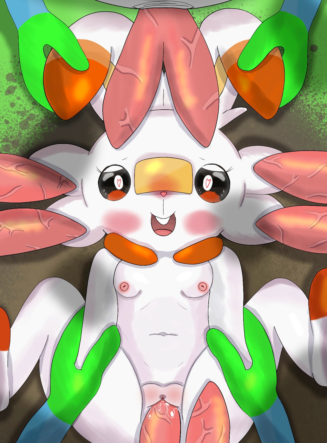 1girls 4boys animal_genitalia anthro breasts bunny_girl diphallia diphallism drizzile furry lizard lizard_boy multi_penis penis pokémon_(species) pokemon pussy scalie scorbunny sex