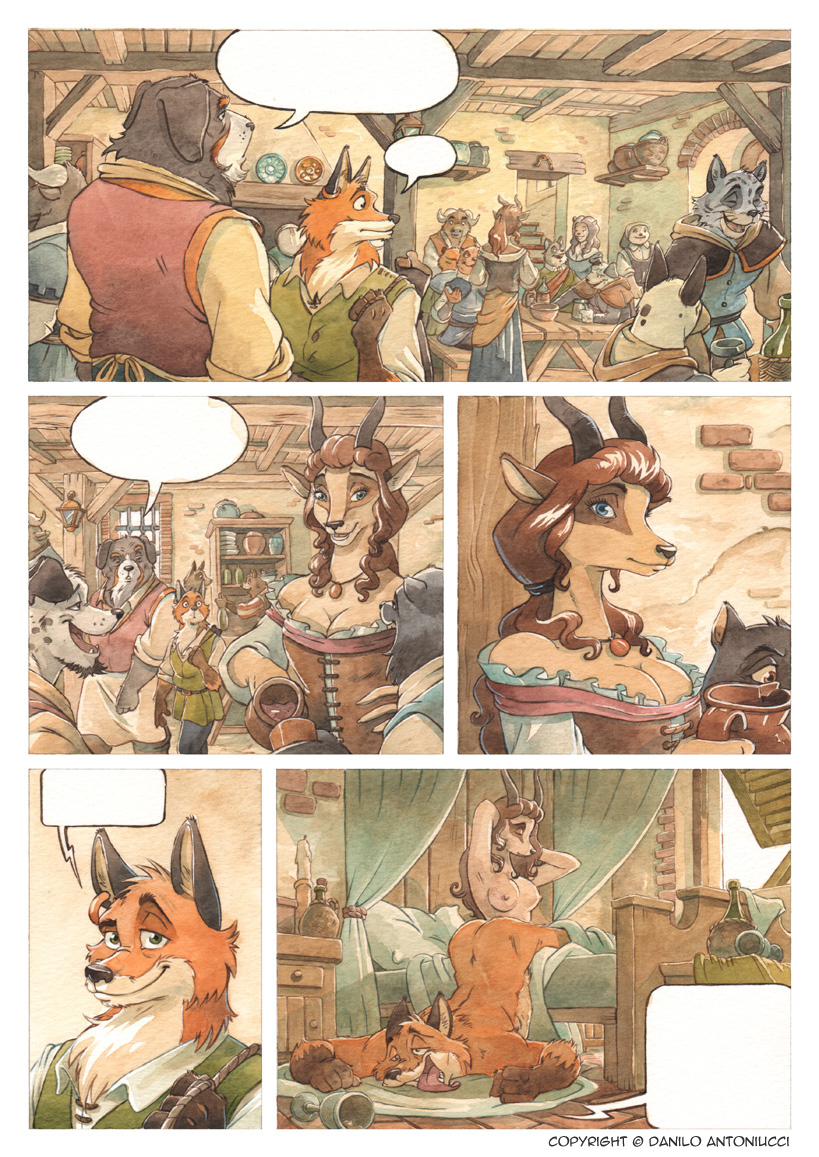 after_sex antelope anthro ass bed bedroom bovid breasts canid canine canis comic container cup domestic_dog empty_speech_bubble female fox furniture furryrevolution male male/female mammal nipples preview smile smirk speech_bubble