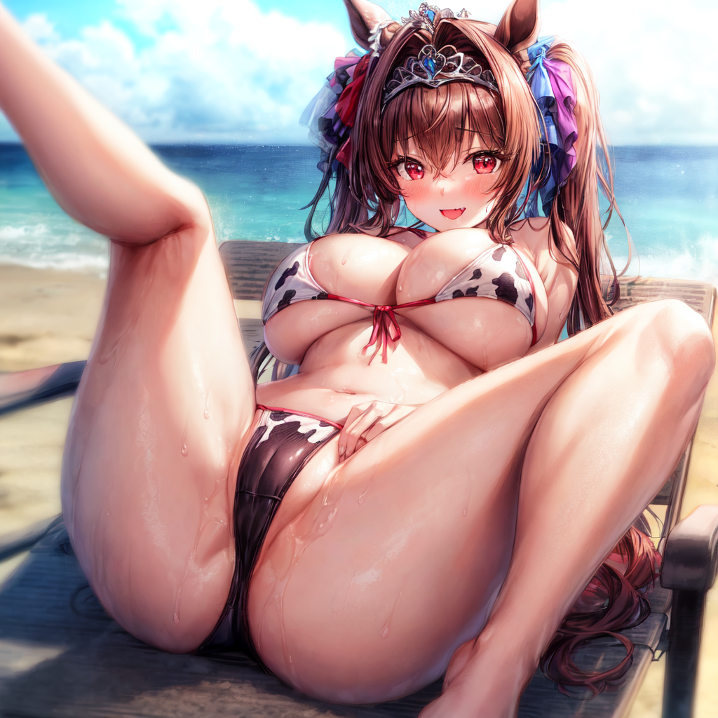 ai_generated animal_ears beach bikini brown_hair cygames daiwa_scarlet_(umamusume) dmm_games doujin fictional_product japan_umamusume_training_schools_and_colleges long_hair looking_at_viewer nsfw seductive sensitive spread_legs tagme tracen_academy umamusume umamusume_pretty_derby umsk unofficial うましこ ウマシコ