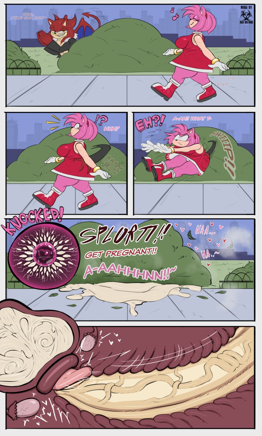 amy rose, bush, bushes, comic, cum, cum everywhere, cum in pussy, cum inside, dialogue, implied cumflation, impregnation, incubus (project x), offscreen sex, plant, project x love potion disaster, rape, raped female, redhazard, sonic (series), straight, vaginal penetration