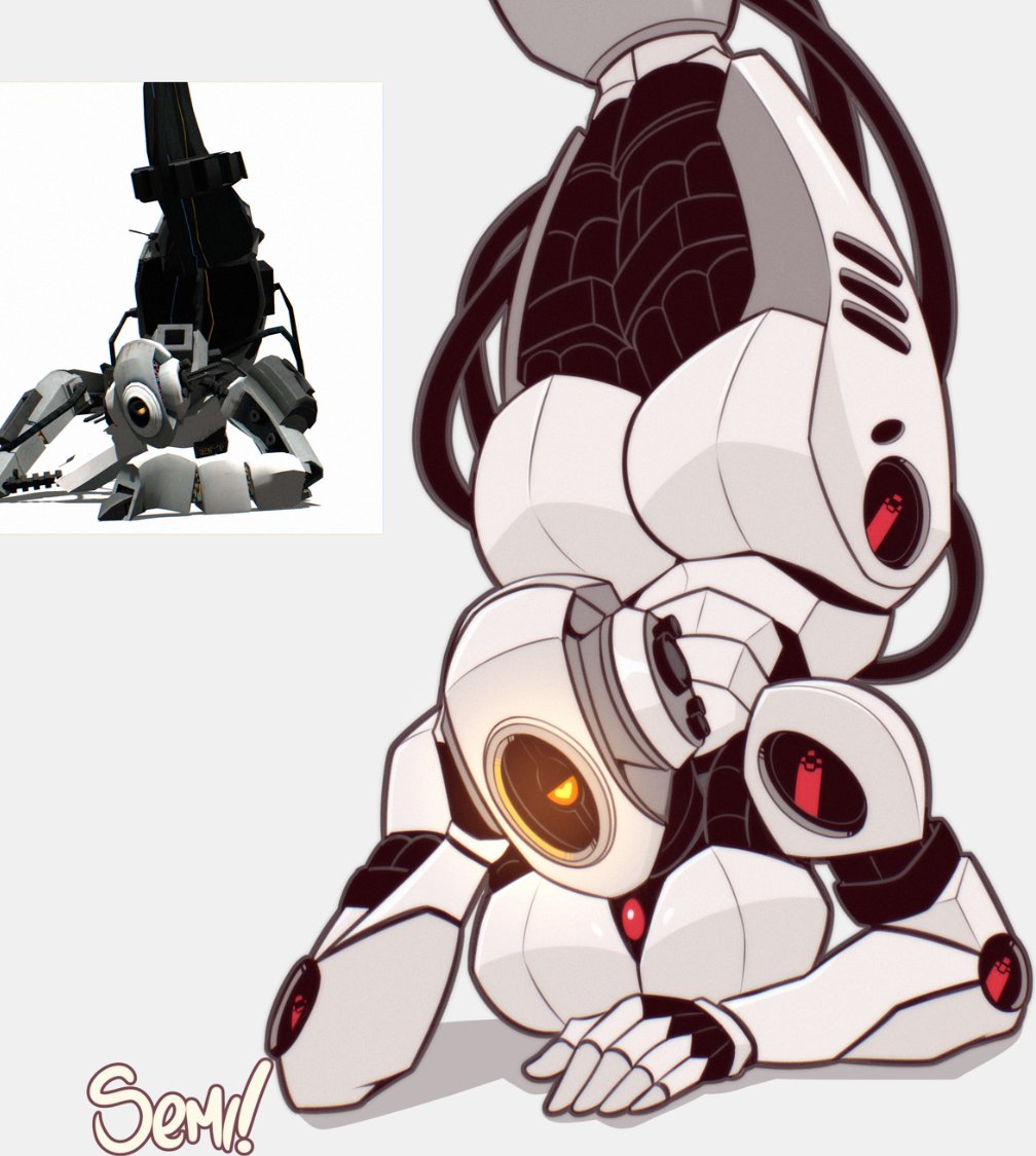 1girls, ass, big ass, big breasts, boobs, breasts, female, female focus, glados, glados (humanoid), hanging breasts, hanging from ceiling, hanging upside down, huge ass, portal (series), portal 2, robot, robot girl, semidraws, solo, valve, valve (company), valve corporation, voluptuous, voluptuous body, voluptuous female