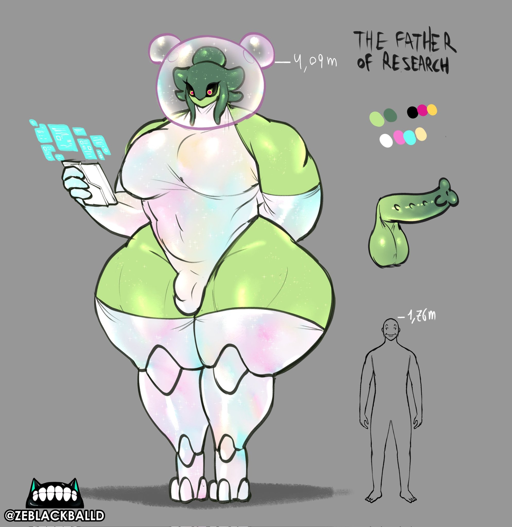 2boys, alien boy, ambush (trap), big pecs, broad shoulders, character sheet, cute face, green skin, male only, muscular male, oc, pecs, small penis, tagme, tagme (character), taller male, thick thighs, thunder thighs, twunk, white suit, wide hips, ze blackball.d, zeblackballd (artist)