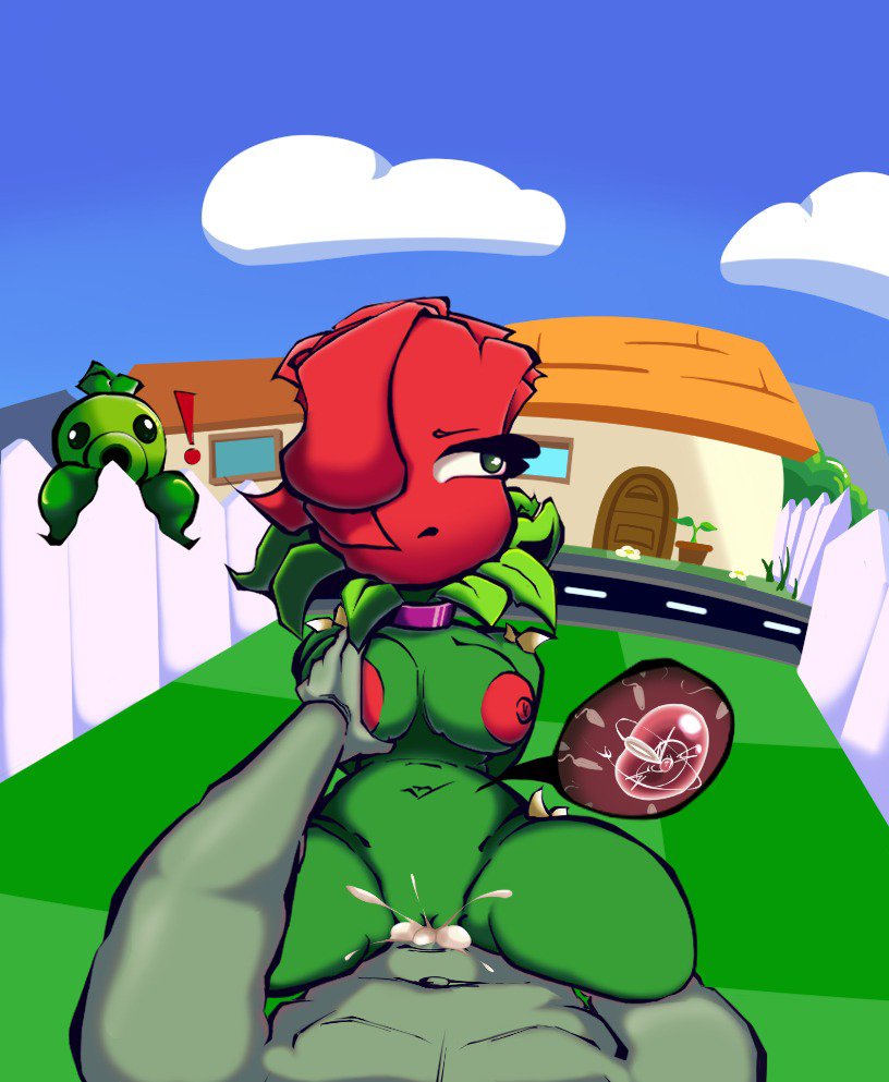 anthro, anthrofied, ass, breast grab, breasts, cum, electronic arts, female, flora fauna, peashooter (pvz), peeking, plant, plant humanoid, plantie, plants vs zombies, plants vs. zombies, popcap games, pov, rose (pvz), sperm cell, tagme, thick thighs, vaginal, vaginal penetration, video game character, video games, xoardibujos, zombie, zombie (pvz)